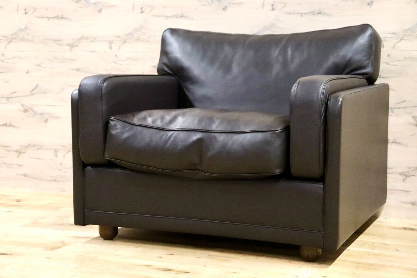 GMHN201F○PoltronaFrau / ポルトローナフラウ 1人掛けソファ シングルソファ イタリア製 総革 ダークブラウン IDC大塚家具 定価約150万