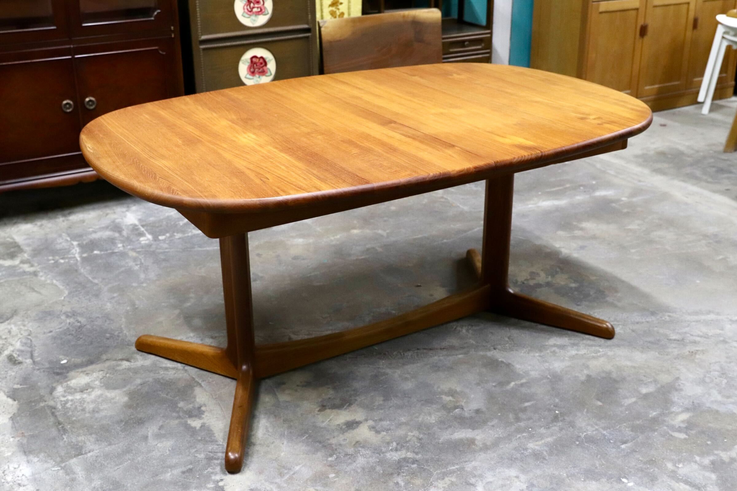 GMJK101○Danish Vintage エクステンション ダイニングテーブル チーク材 北欧デザイン デンマーク製 検) Gudme Mobelfabrik Glostrup