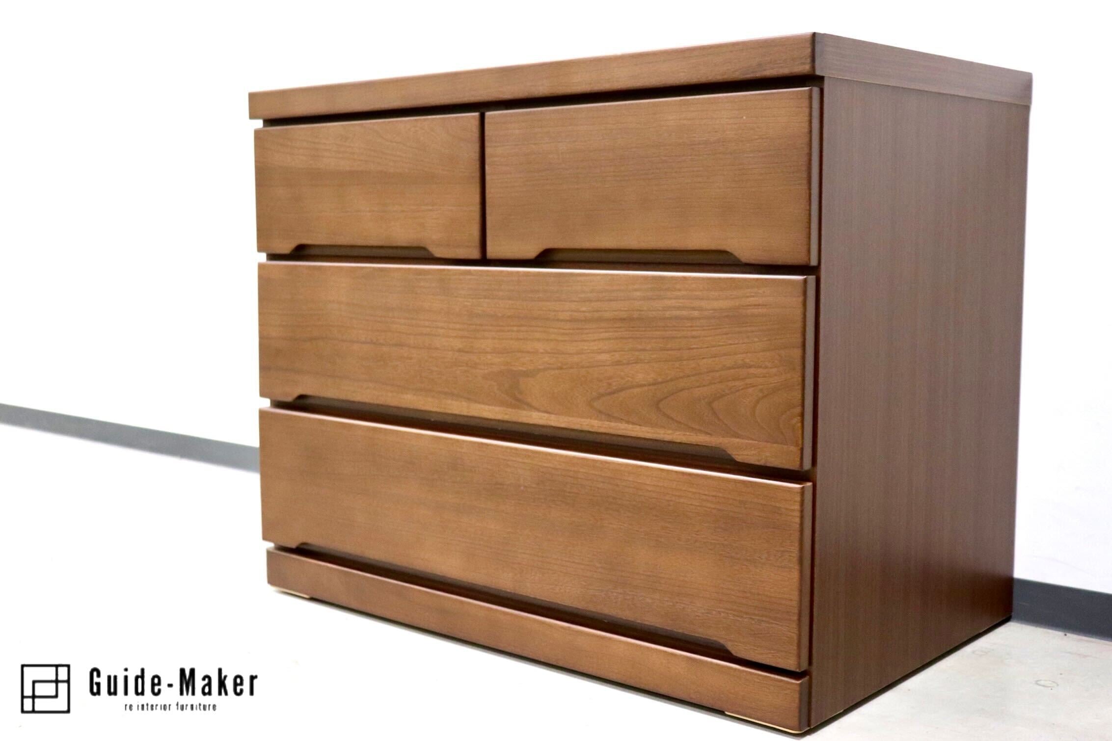 GMGN81C○SANYU furniture / 三友ファニチャー みずき 3段チェスト ローチェスト 洋服タンス キャスター付き ウォールナット色 定価5.2万