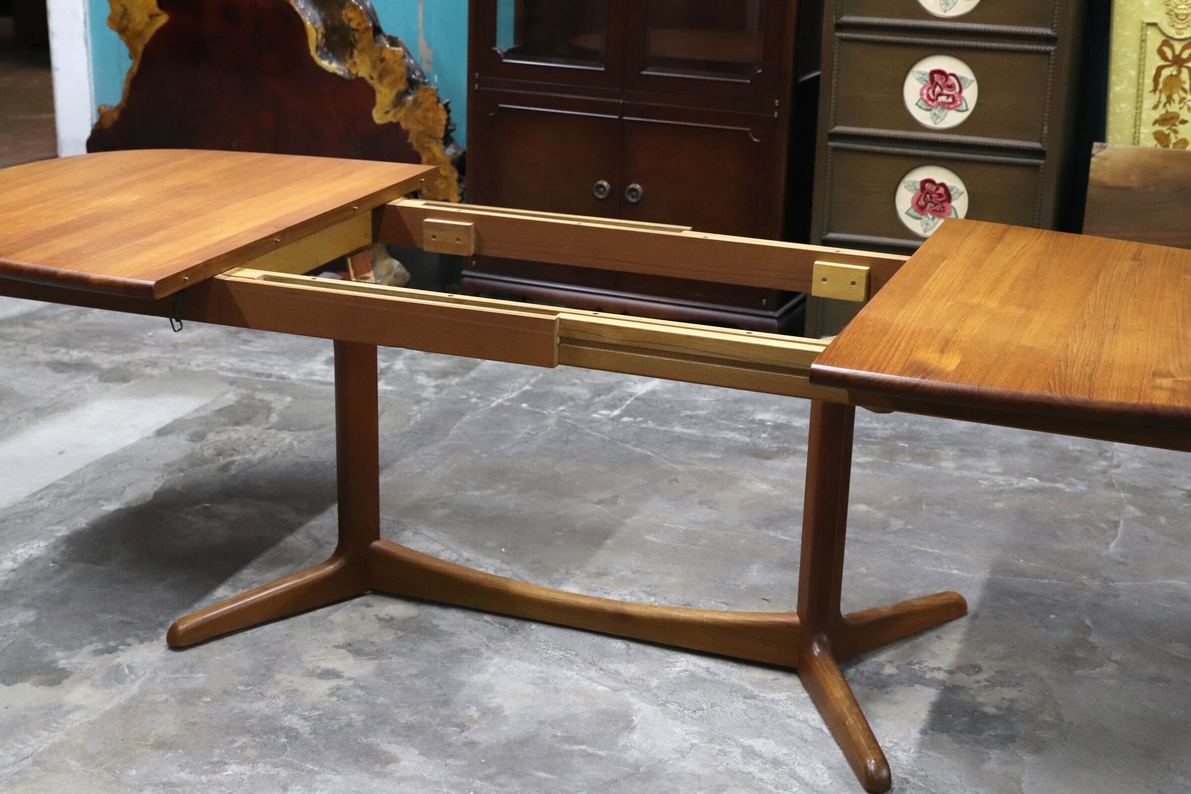 GMJK101○Danish Vintage エクステンション ダイニングテーブル チーク材 北欧デザイン デンマーク製 検) Gudme Mobelfabrik Glostrup