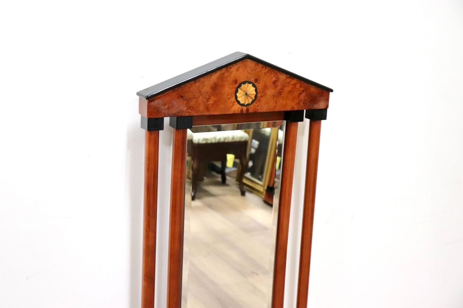 GMGN163D○イタリア製 最高級 鏡 ウォールミラー 姿見 壁掛け式 バーズアイメープル 象嵌細工 クラシック エレガント アンティーク 展示品