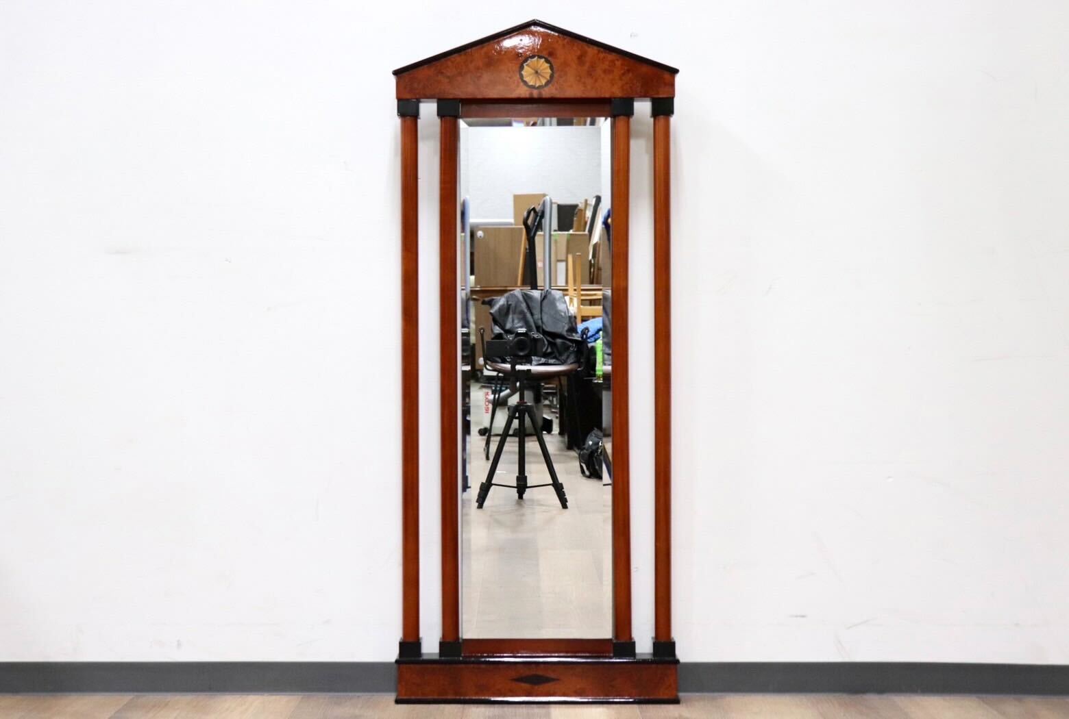 GMGN163D○イタリア製 最高級 鏡 ウォールミラー 姿見 壁掛け式 バーズアイメープル 象嵌細工 クラシック エレガント アンティーク 展示品