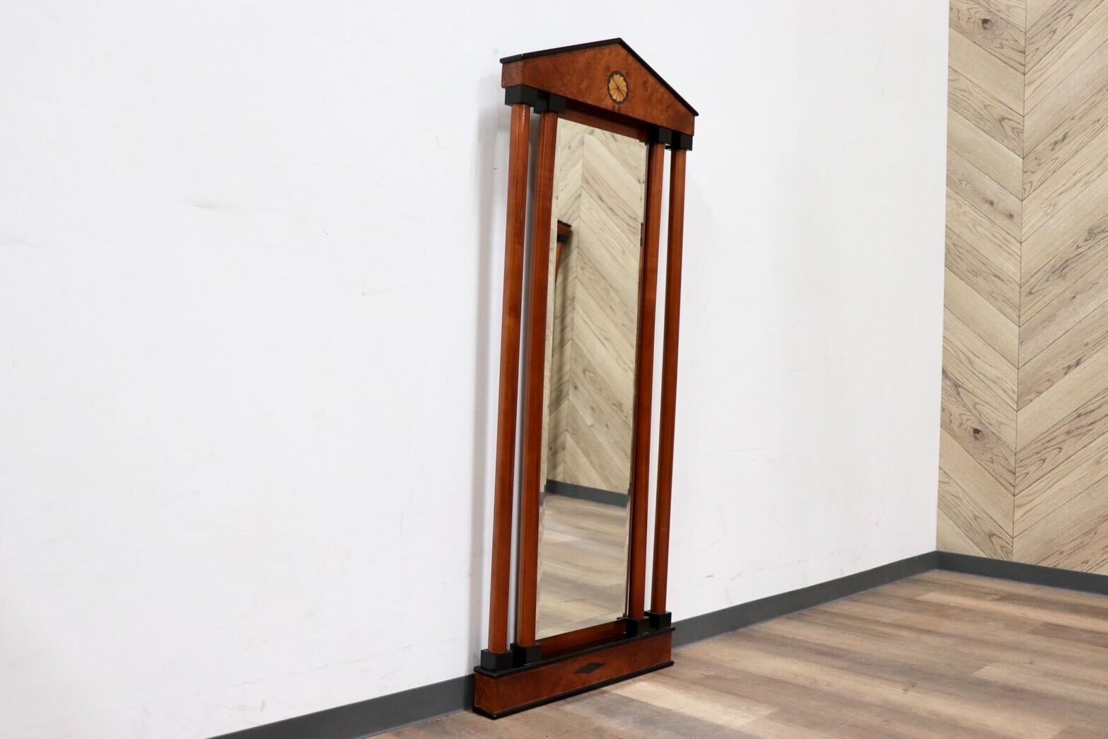 GMGN163D○イタリア製 最高級 鏡 ウォールミラー 姿見 壁掛け式 バーズアイメープル 象嵌細工 クラシック エレガント アンティーク 展示品