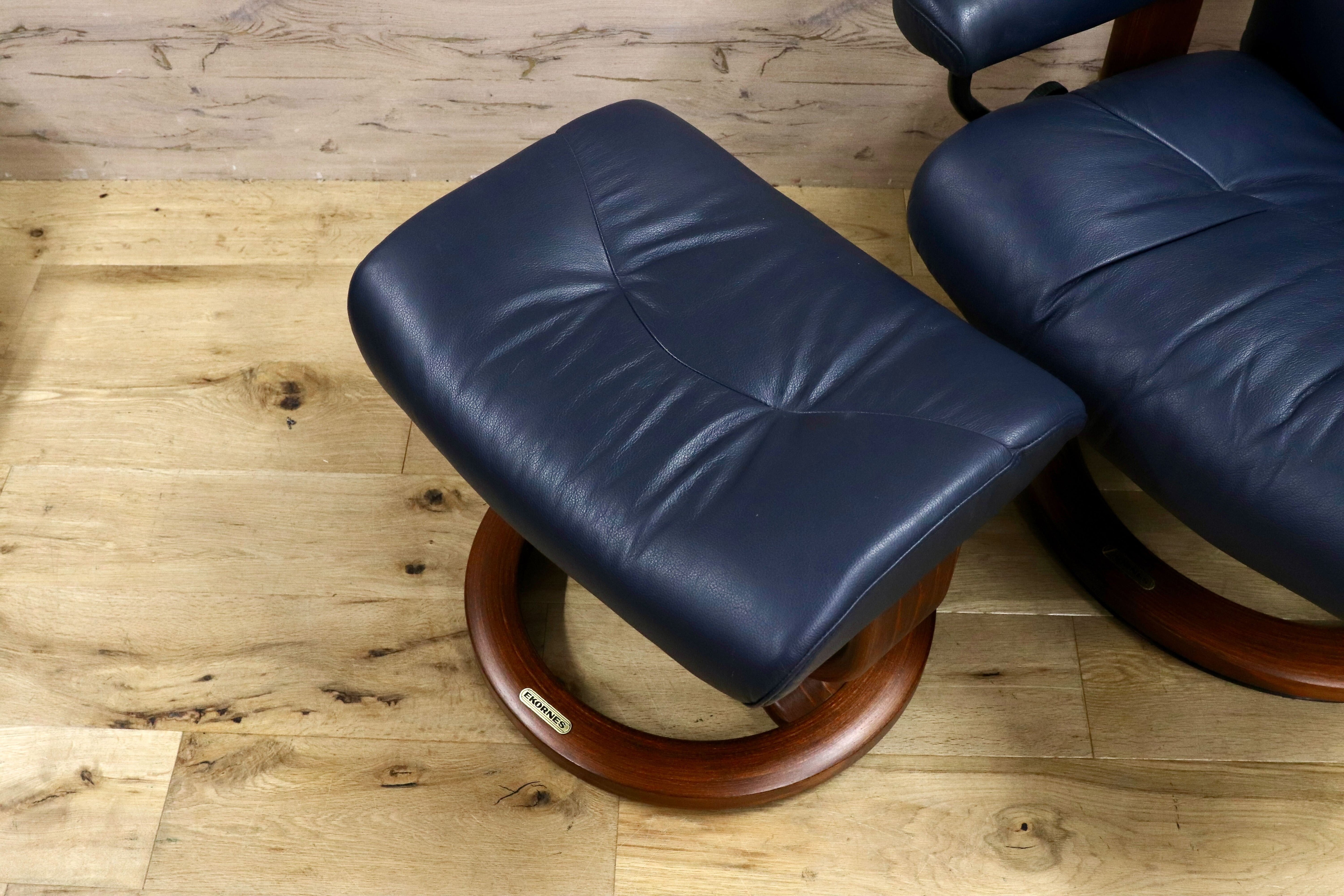 GMHS195○EKORNES / エコーネス ストレスレス リクライニングチェア ラウンジチェア シングルソファ 本革 ブルー 北欧 ノルウェー