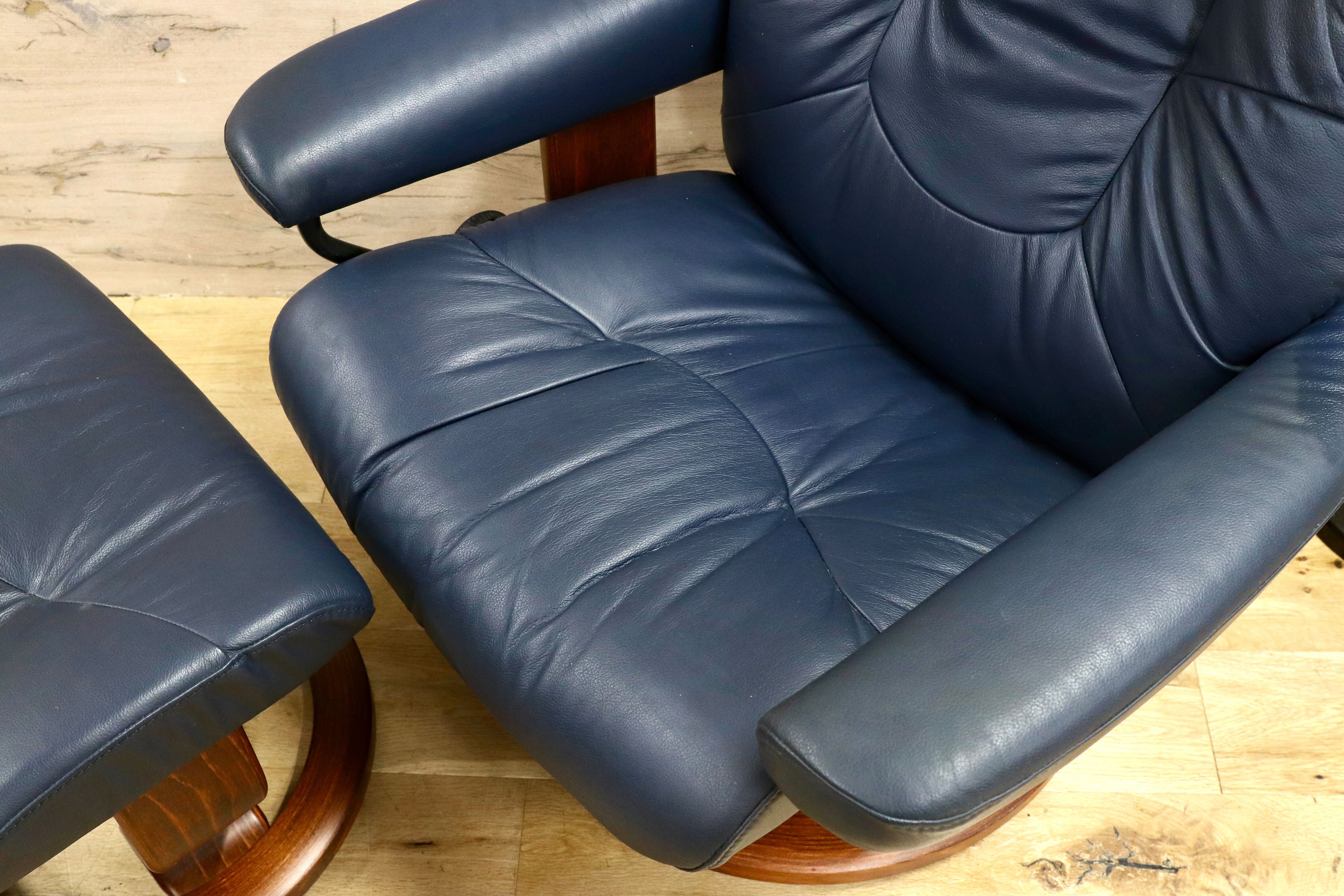 GMHS195○EKORNES / エコーネス ストレスレス リクライニングチェア ラウンジチェア シングルソファ 本革 ブルー 北欧 ノルウェー