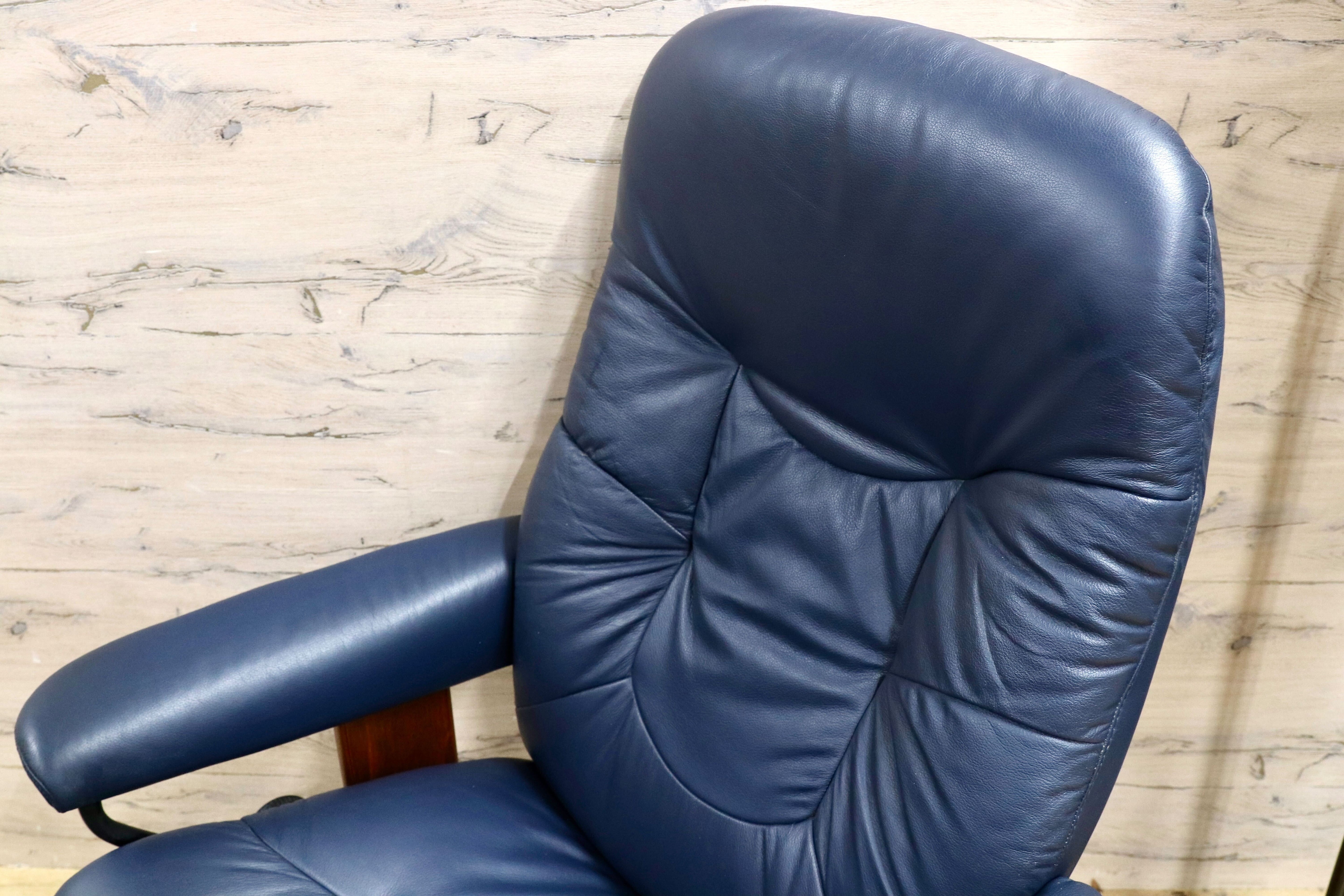 GMHS195○EKORNES / エコーネス ストレスレス リクライニングチェア ラウンジチェア シングルソファ 本革 ブルー 北欧 ノルウェー