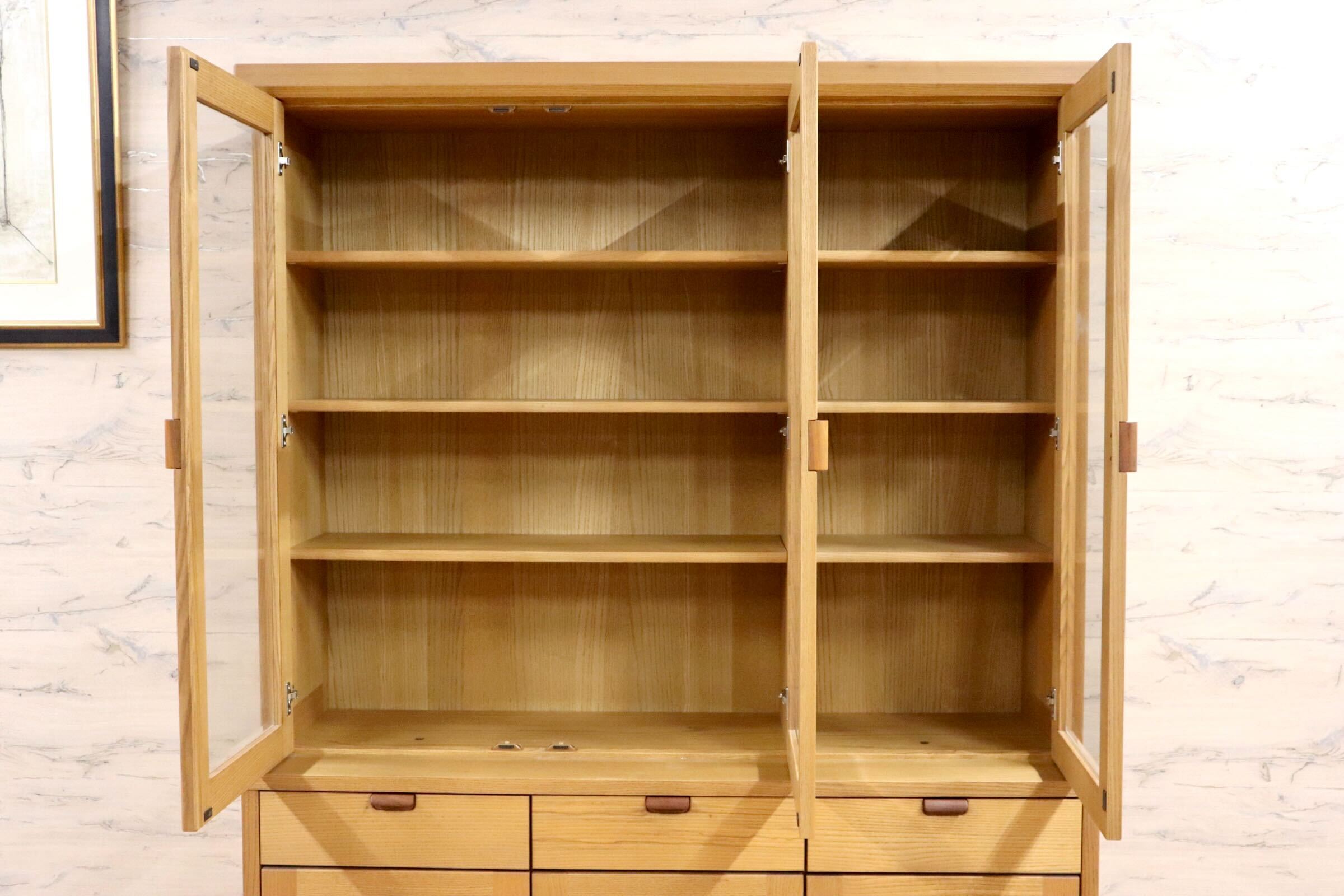 GMHH191○karimoku / カリモク EN4500 食器棚 水屋棚 カップボード キッチンボード 飾り棚 キャビネット 楢材 ナチュラル 国産家具 美品