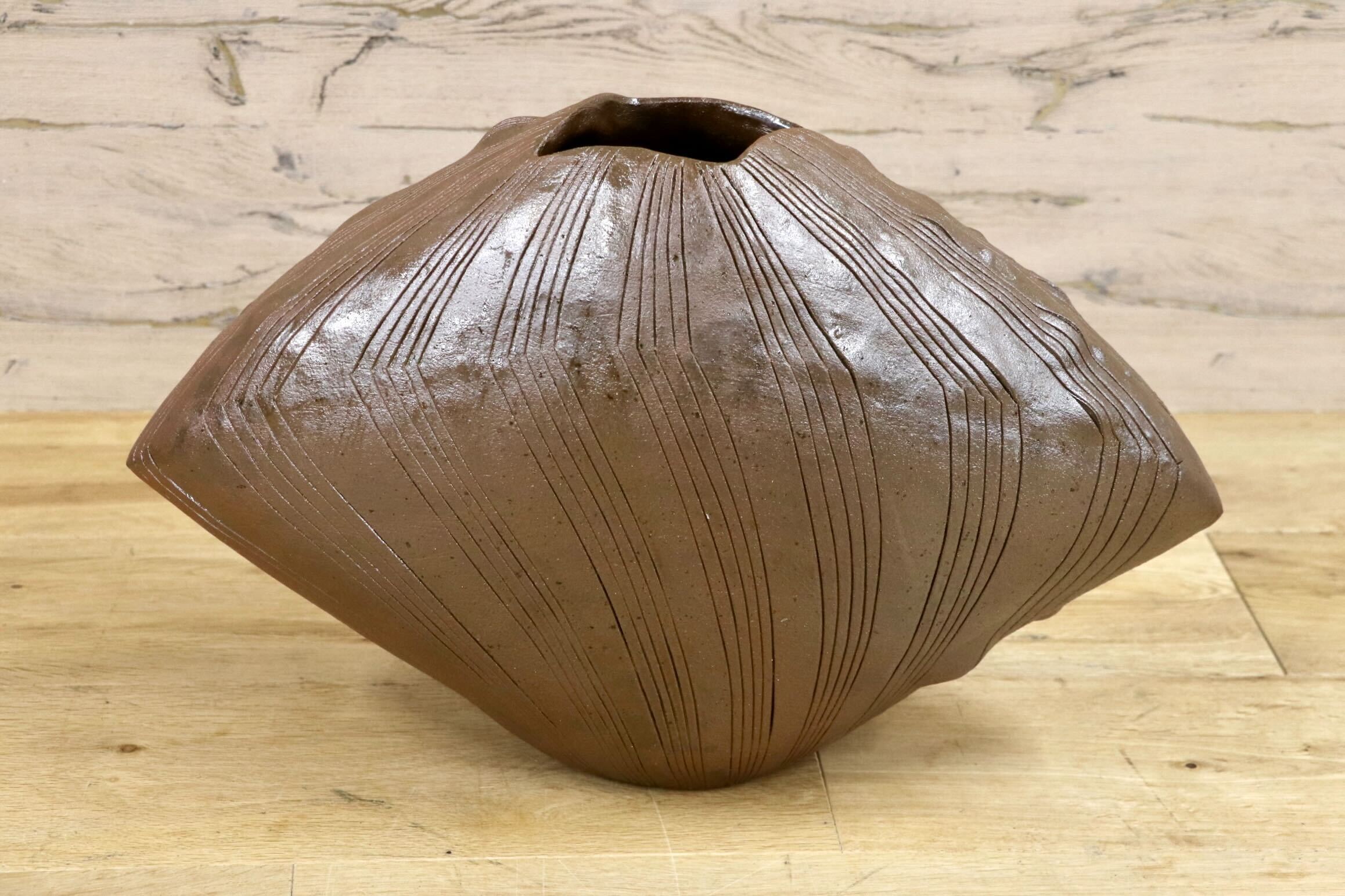 GMIO2◯市野悟窯 丹波焼 花瓶 フラワーベース 花入 壺 作家物 陶器 市野哲次 伝統工芸 丹波篠山