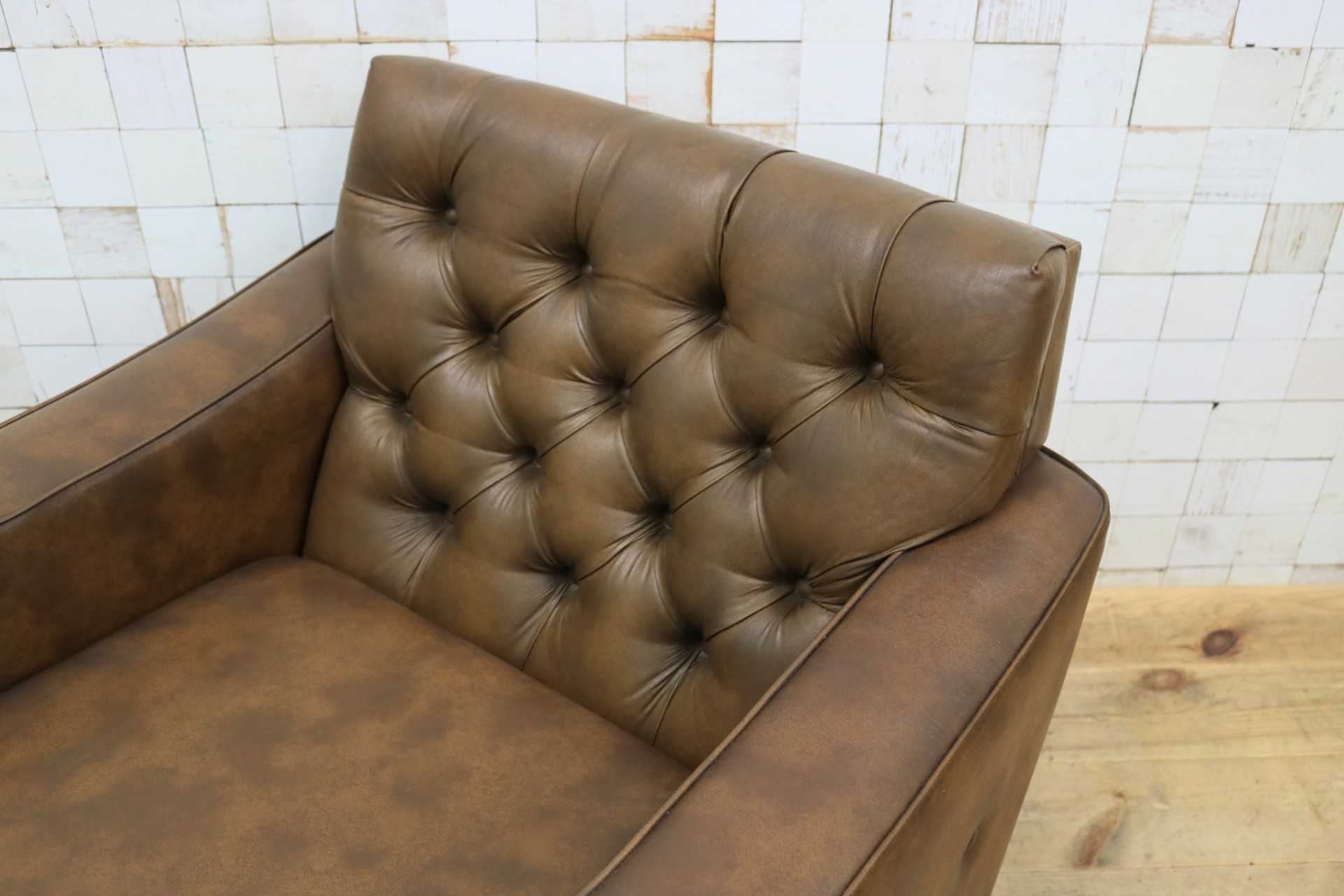GMJH205A◯冨士ファニチア / FUJI FURNITUR シングルソファ ラウンジチェア パーソナルチェア レザー 応接室 昭和レトロ ヴィンテージ