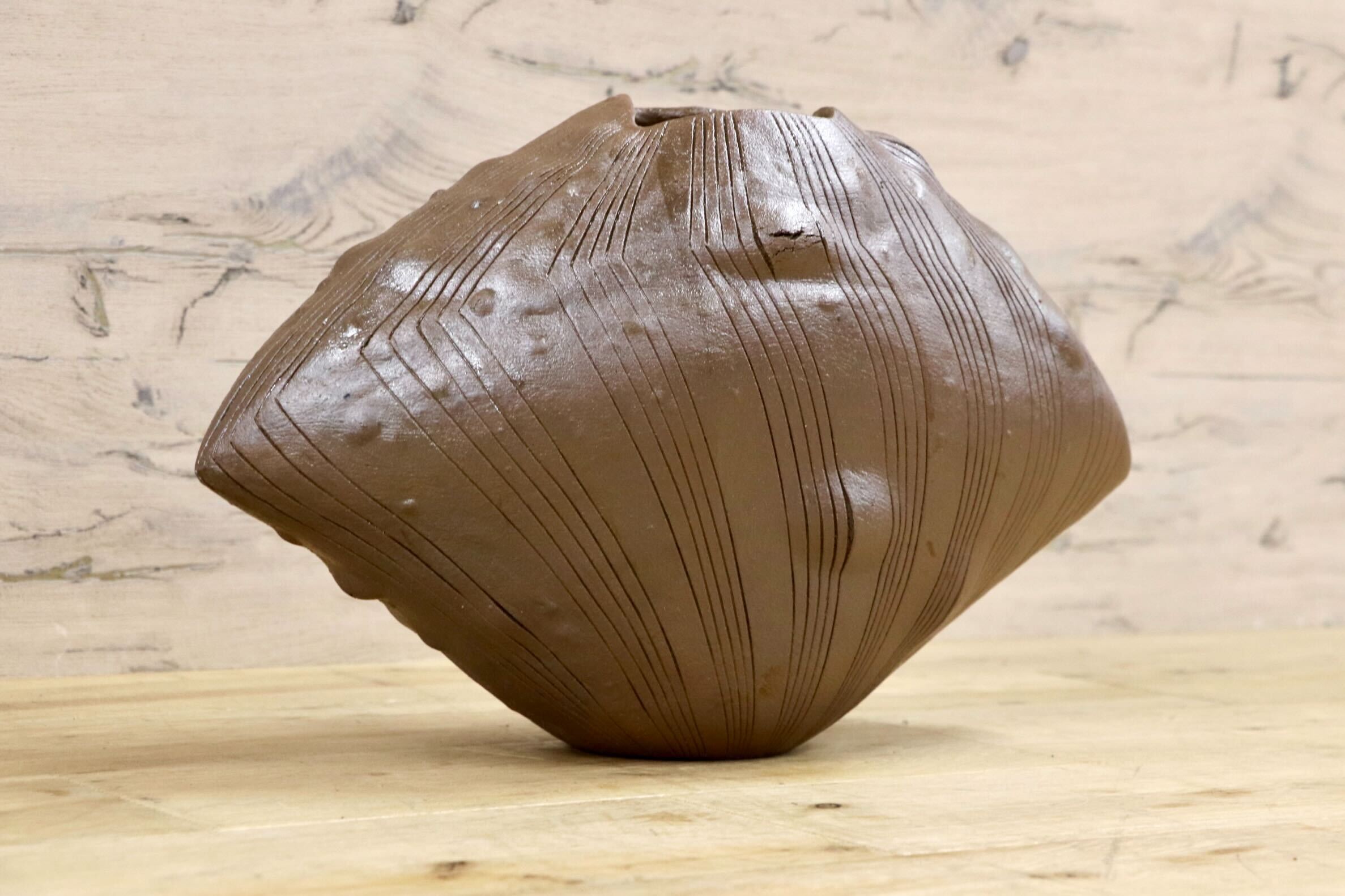 GMIO2◯市野悟窯 丹波焼 花瓶 フラワーベース 花入 壺 作家物 陶器 市野哲次 伝統工芸 丹波篠山