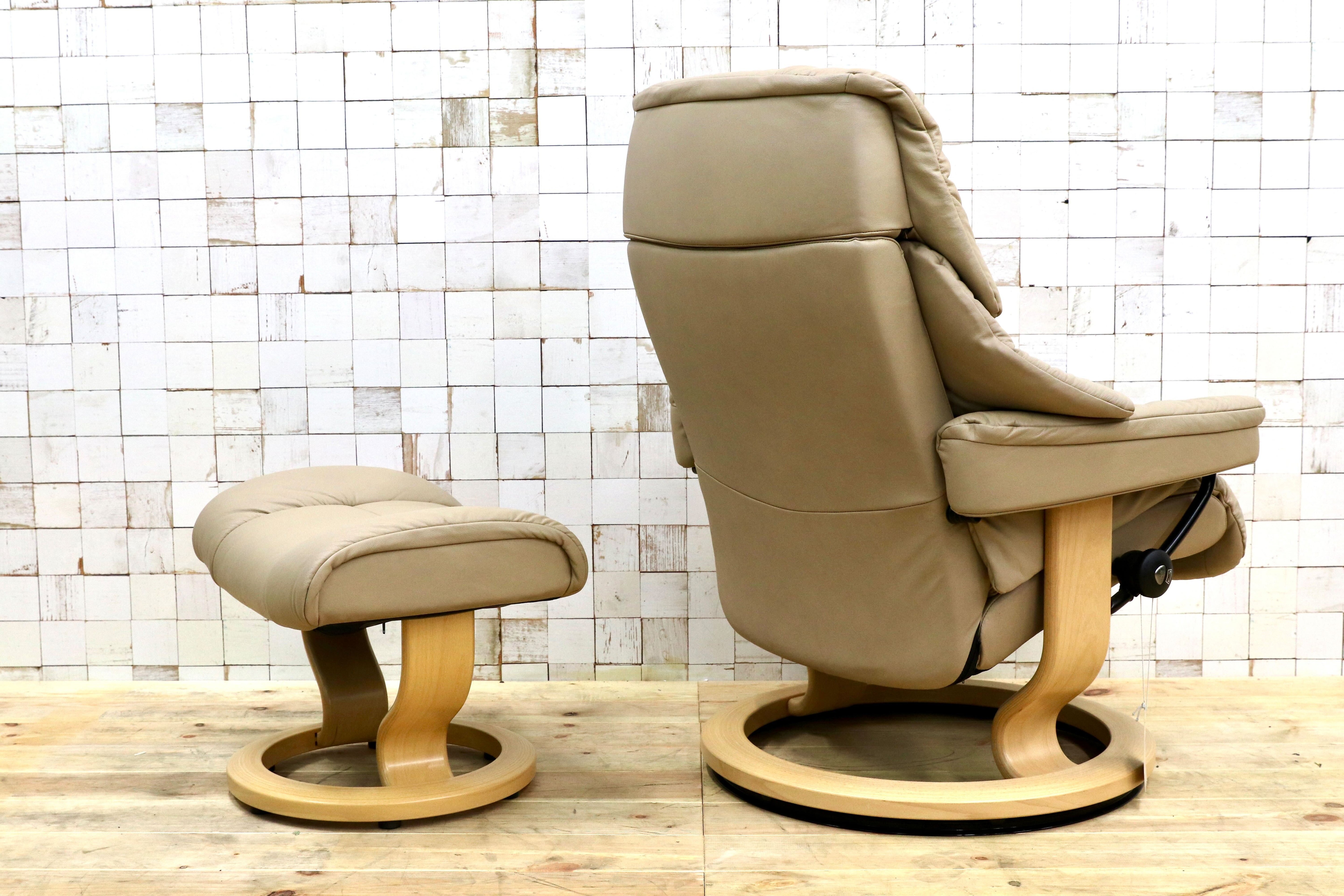 GMHK607○EKORNES / エコーネス RENO レノ Sサイズ ベージュ 北欧 ノルウェー リクライニングチェア 本革 椅子 約38.5万