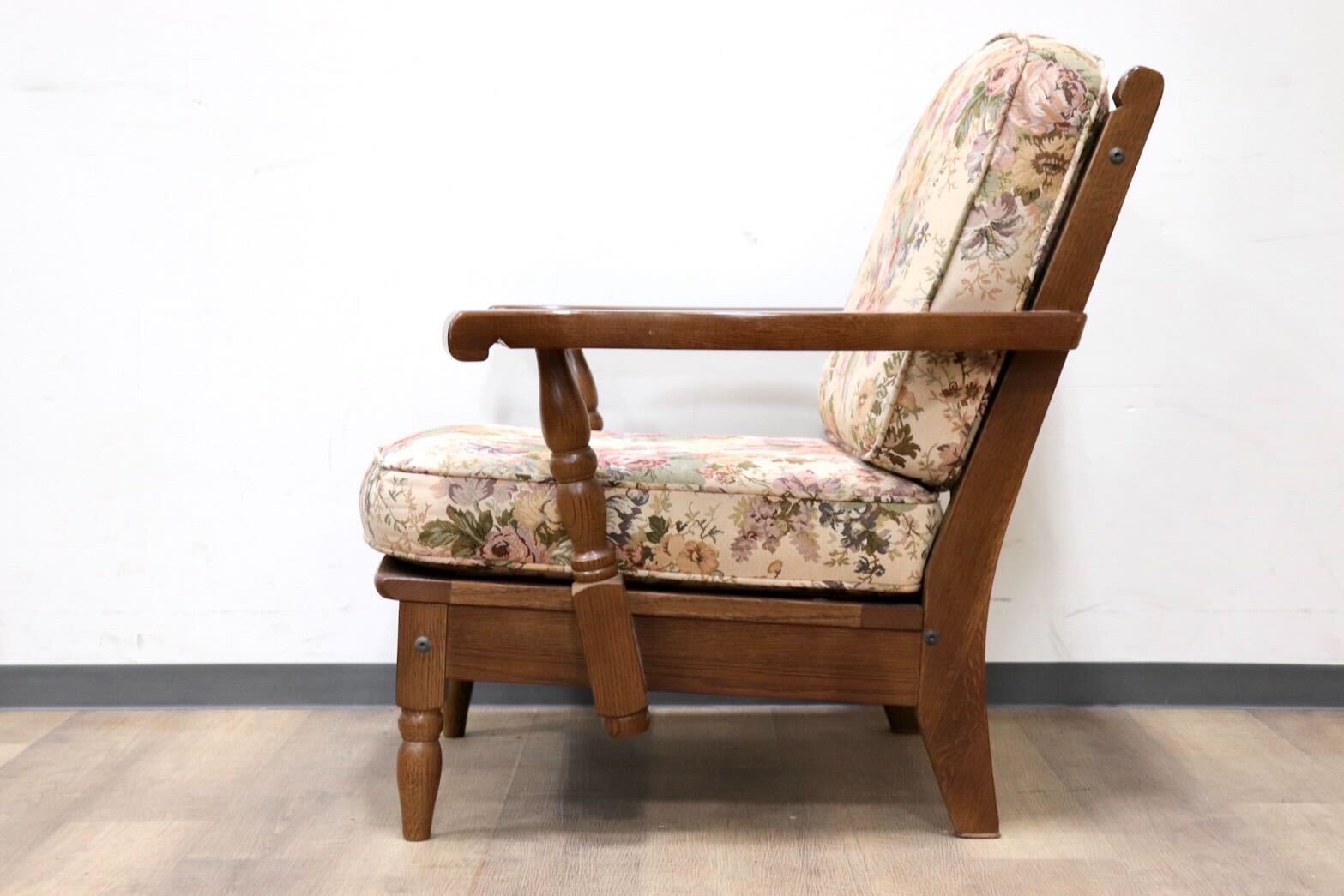 GMGS299F○KOSUGA / コスガ 1人掛けソファ シングルソファ アームチェア 椅子 木製 ファブリック 花柄 オーク材 カントリー エレガント
