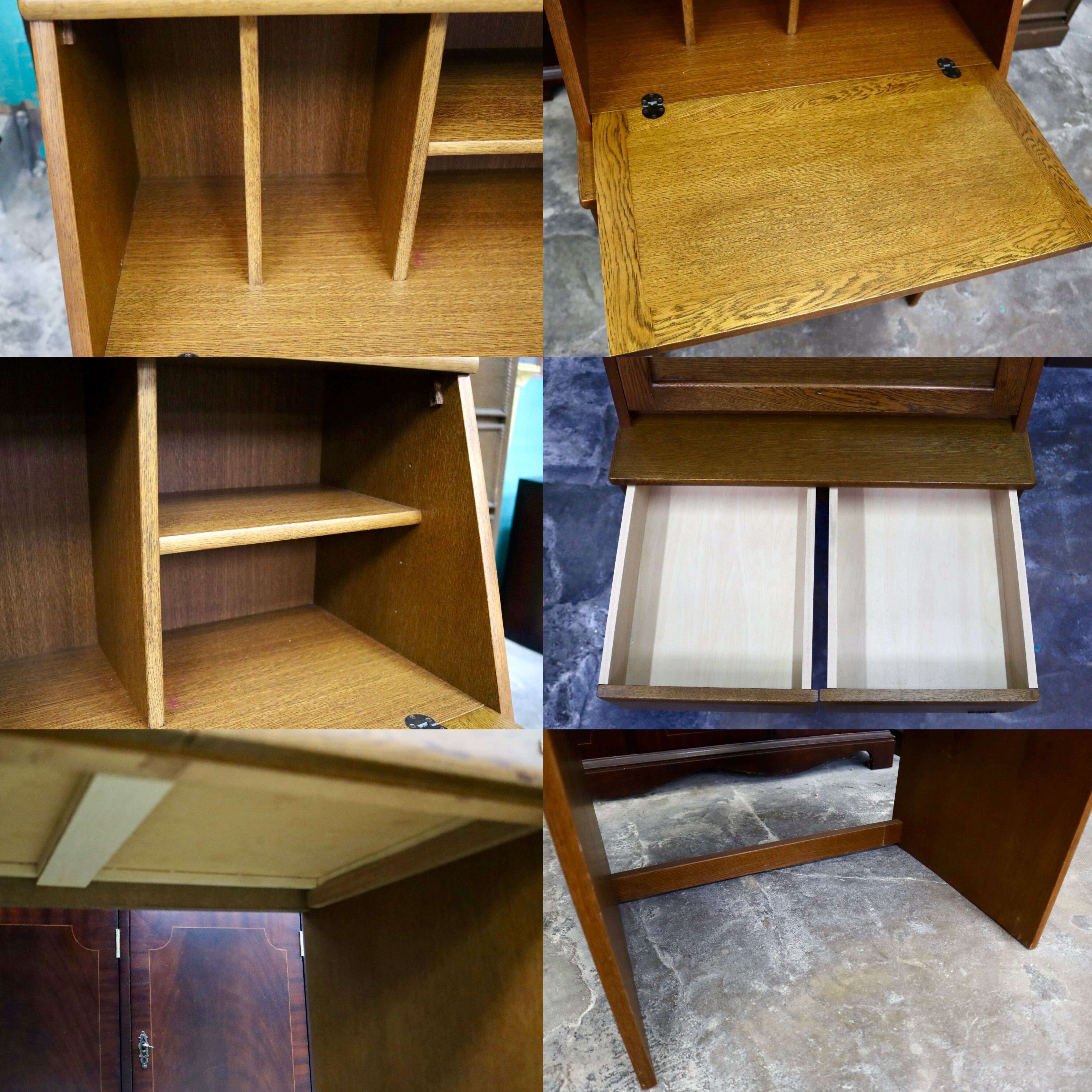 GMIS319○浜本工芸 / HAMAMOTO ライティングビューロー デスク 学習机 書斎机 引き出し レトロ 国産家具