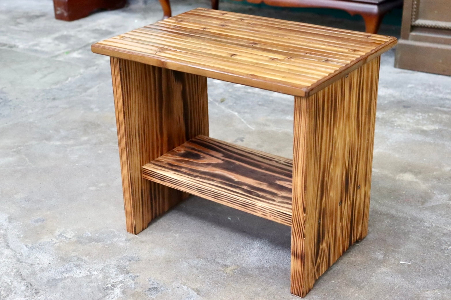 GMJK129A○梅里竹芸 Umezato Bamboo Craft 竹家具 スツール 花台 ディスプレイラック 工芸品 バンブー 宮崎 高級 健康椅子