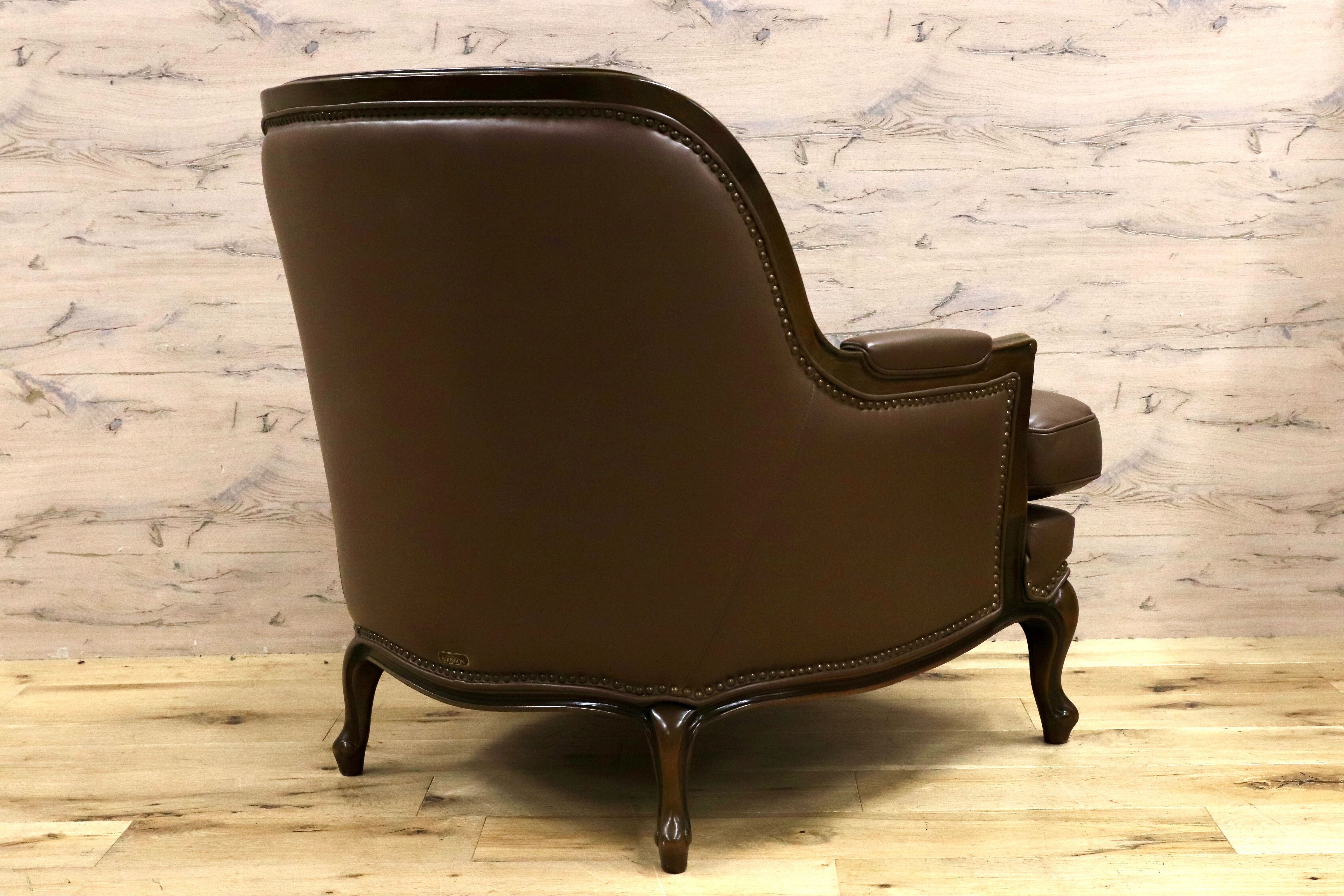 GMHS189A○maruni / マルニ BOURBON ブルボン 1人掛けソファ シングルソファ 本革 ブラウン クラシック ヴィンテージ 稀少モデル