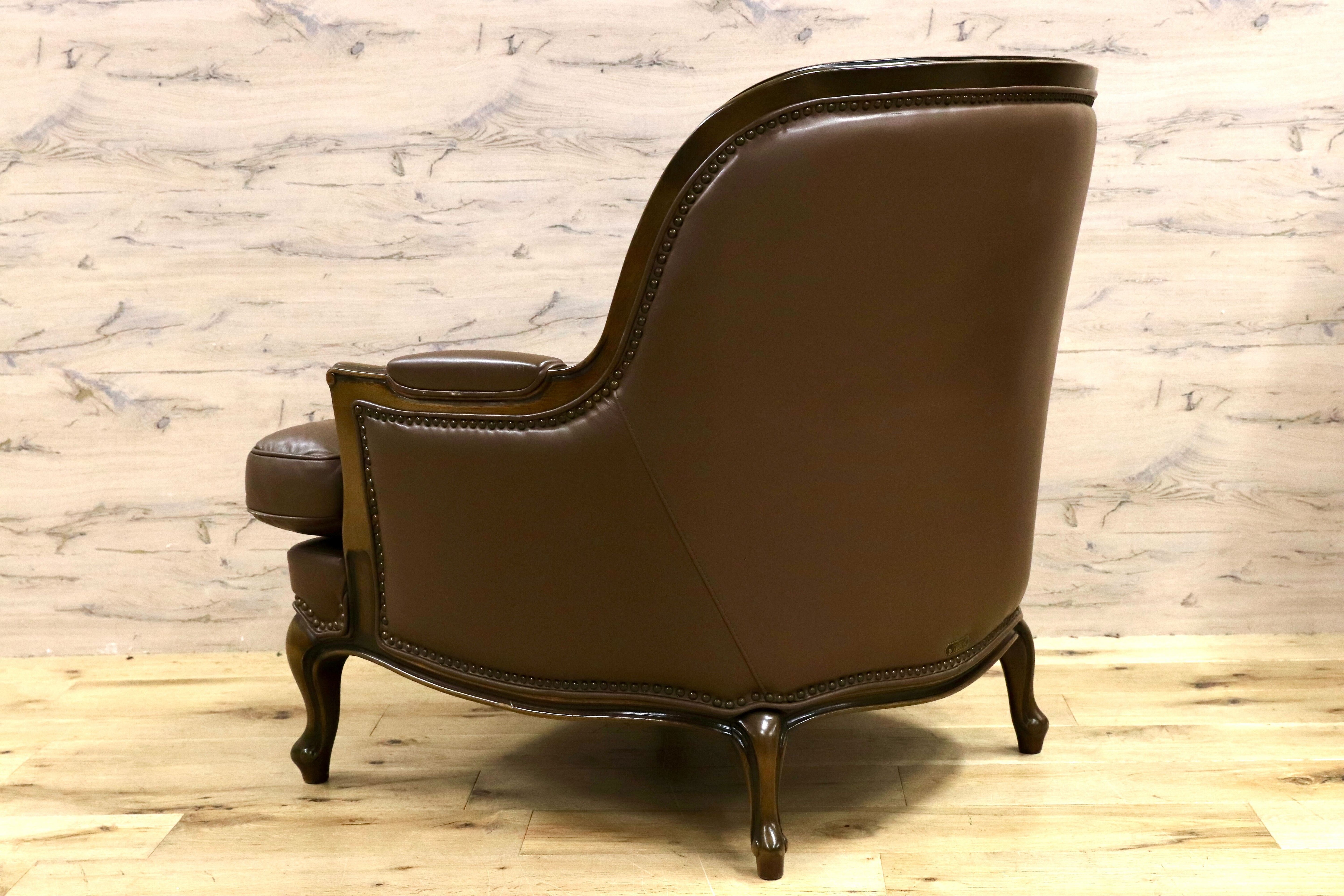 GMHS189A○maruni / マルニ BOURBON ブルボン 1人掛けソファ シングルソファ 本革 ブラウン クラシック ヴィンテージ 稀少モデル