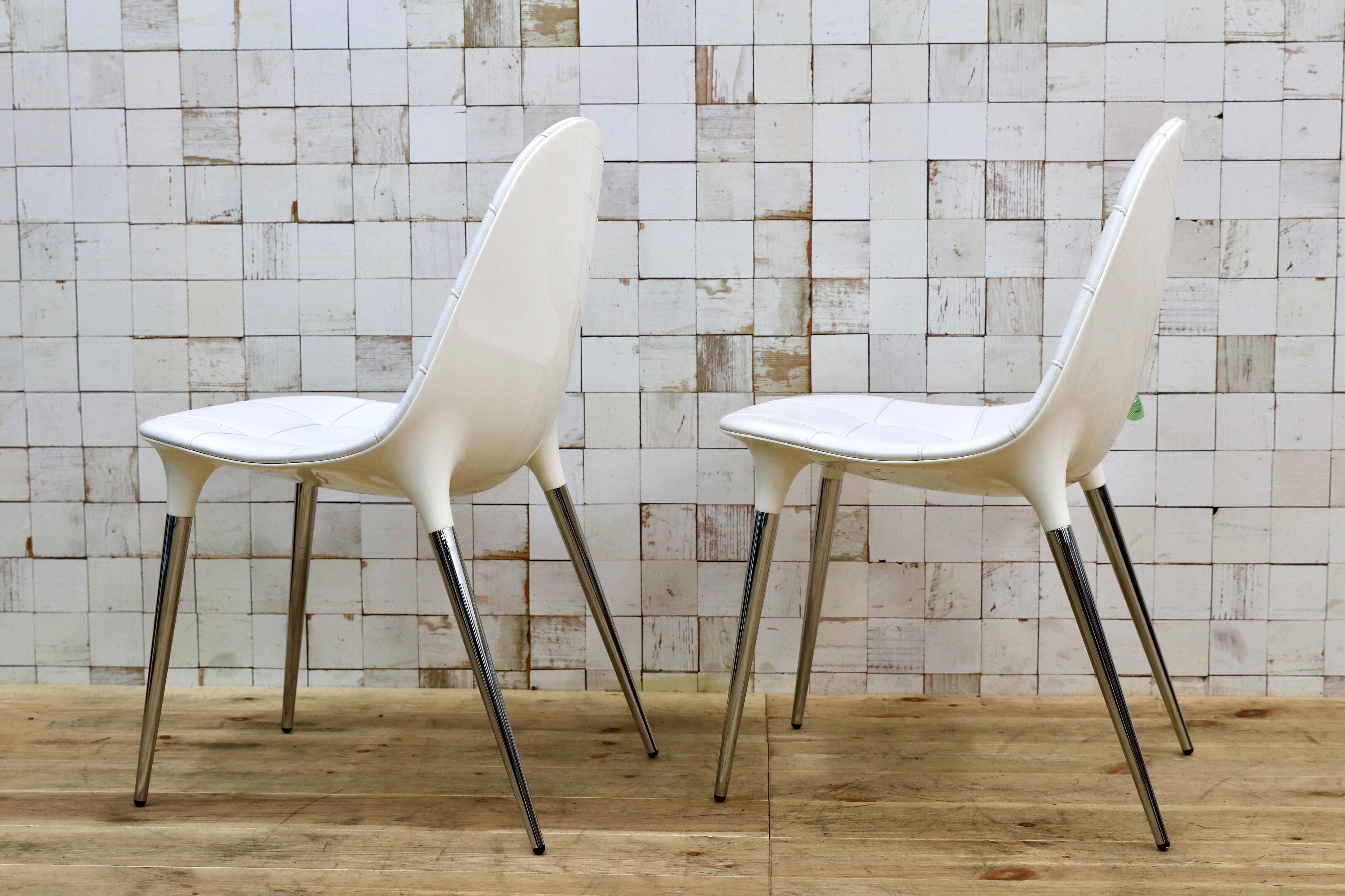 GMIS177○Cassina / カッシーナ CAPRICE カプリス ダイニングチェア 椅子 白 レザー PHILIPPE STARCK フィリップ・スタルク 定価約46万