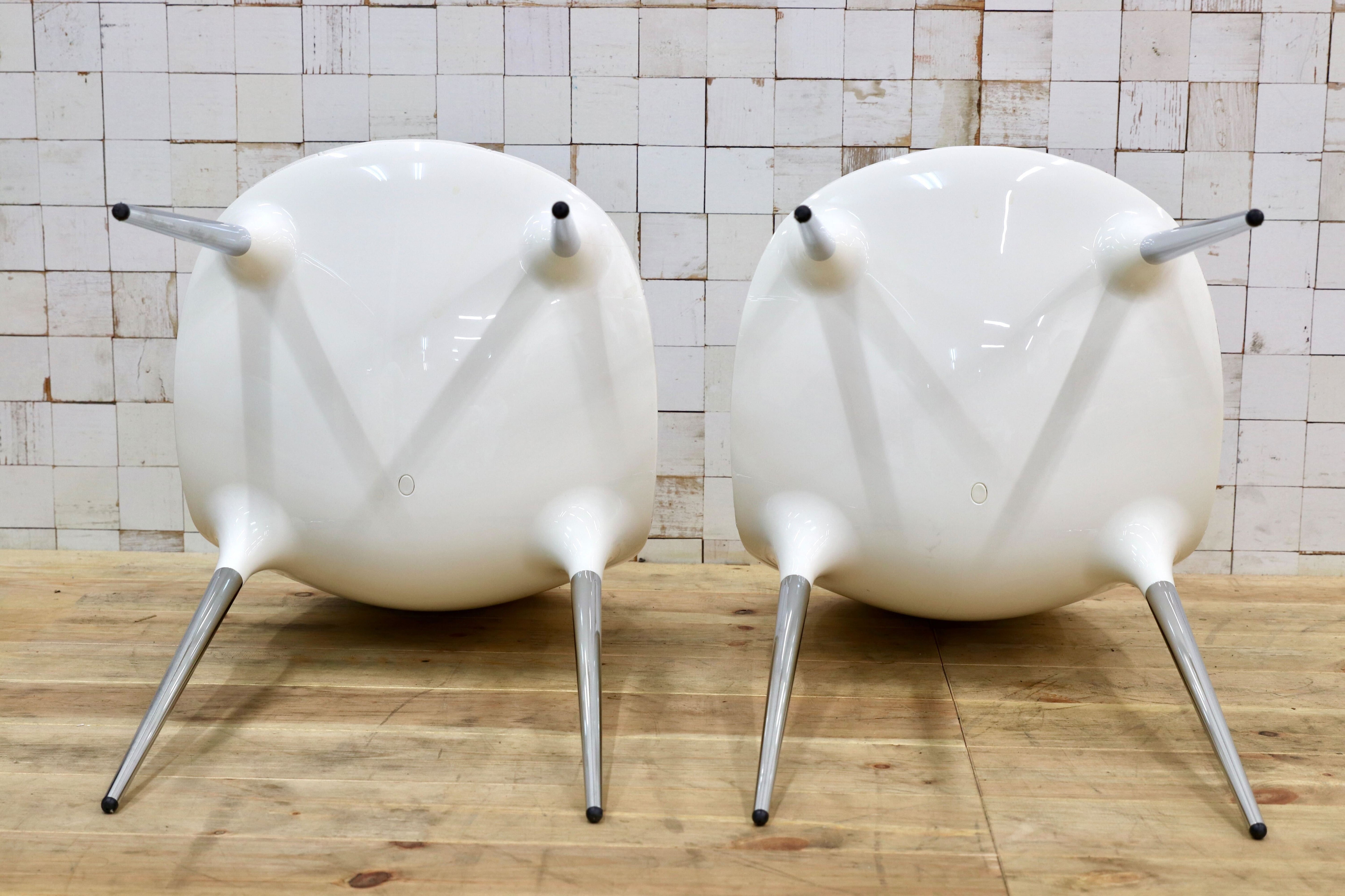 GMIS177○Cassina / カッシーナ CAPRICE カプリス ダイニングチェア 椅子 白 レザー PHILIPPE STARCK フィリップ・スタルク 定価約46万