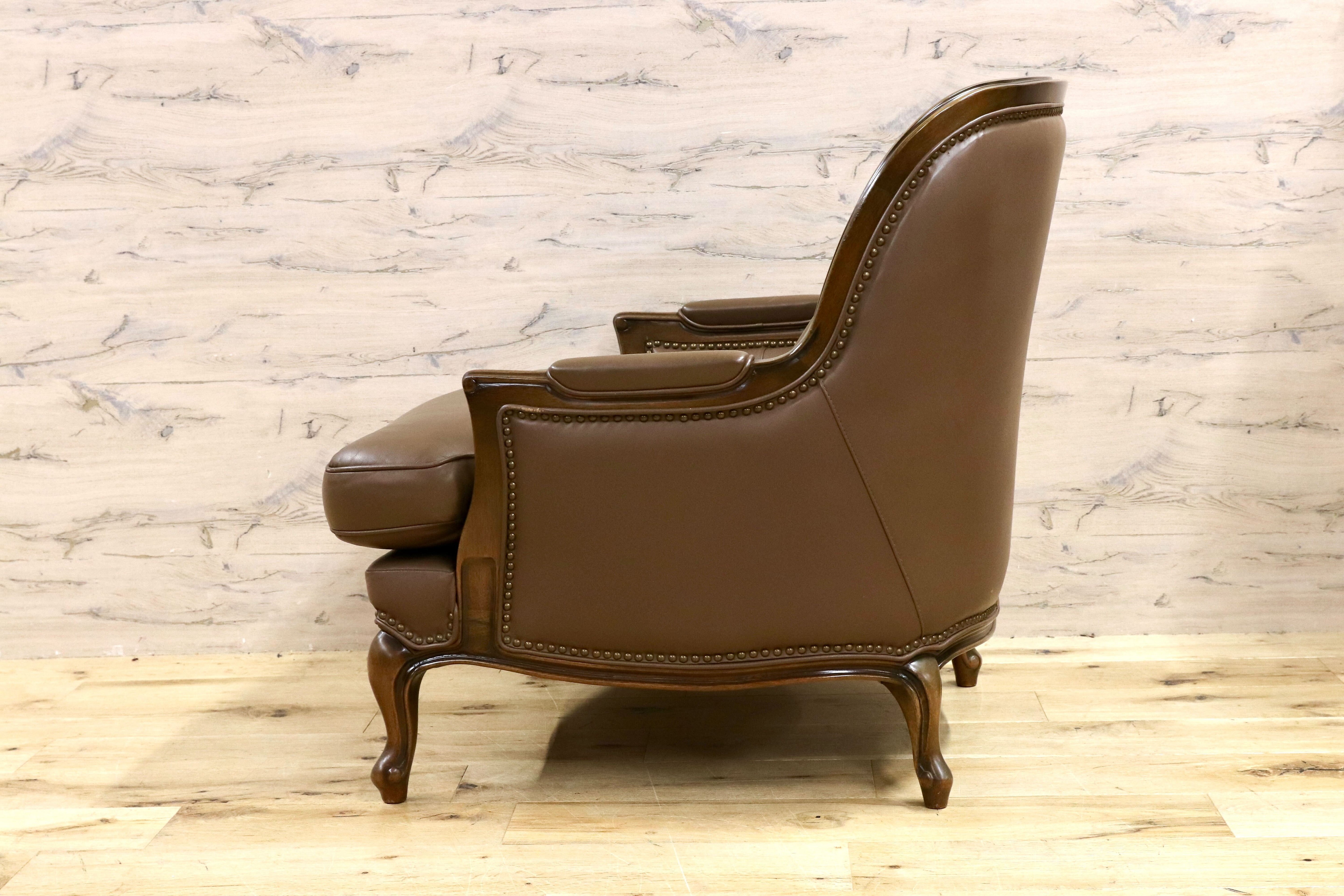 GMHS189B○maruni / マルニ BOURBON ブルボン 1人掛けソファ シングルソファ 本革 ブラウン クラシック ヴィンテージ 稀少モデル