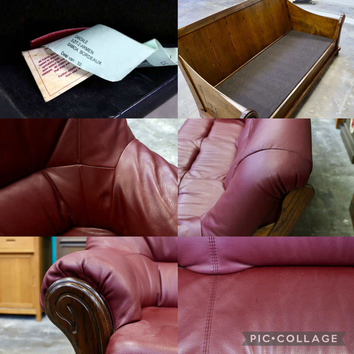 GMJS312C○Oakdale / オークデール 3人掛けソファ トリプルソファ 総本革 ボルドー オーク材 オランダ製 ダッチカントリー ヴィンテージ