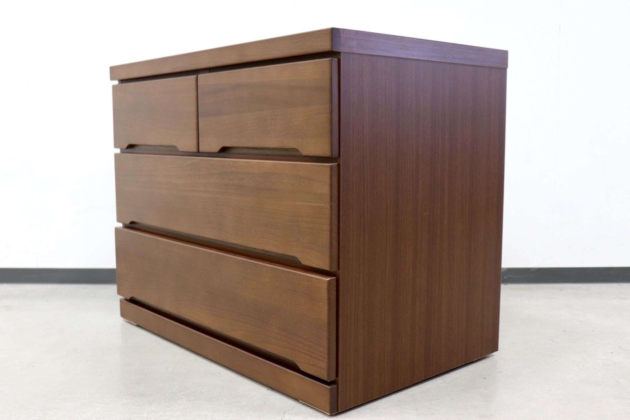 GMGN81B○SANYU furniture / 三友ファニチャー みずき 3段チェスト ローチェスト 洋服タンス キャスター付き ウォールナット色 定価5.2万