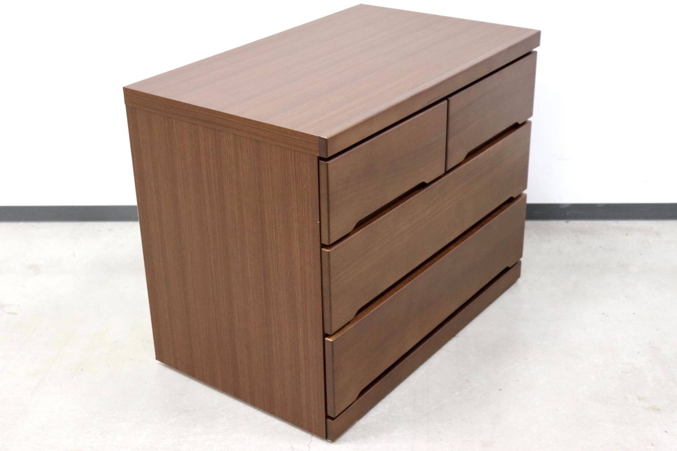 GMGN81B○SANYU furniture / 三友ファニチャー みずき 3段チェスト ローチェスト 洋服タンス キャスター付き ウォールナット色 定価5.2万