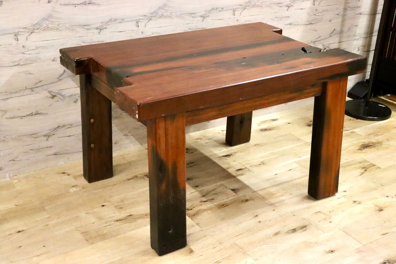 GMGK473○アカシア 無垢材 ダイニングテーブル 食卓テーブル 作業台 机 アジアン 民芸家具 ヴィンテージ リゾート バリ 店舗什器 激重