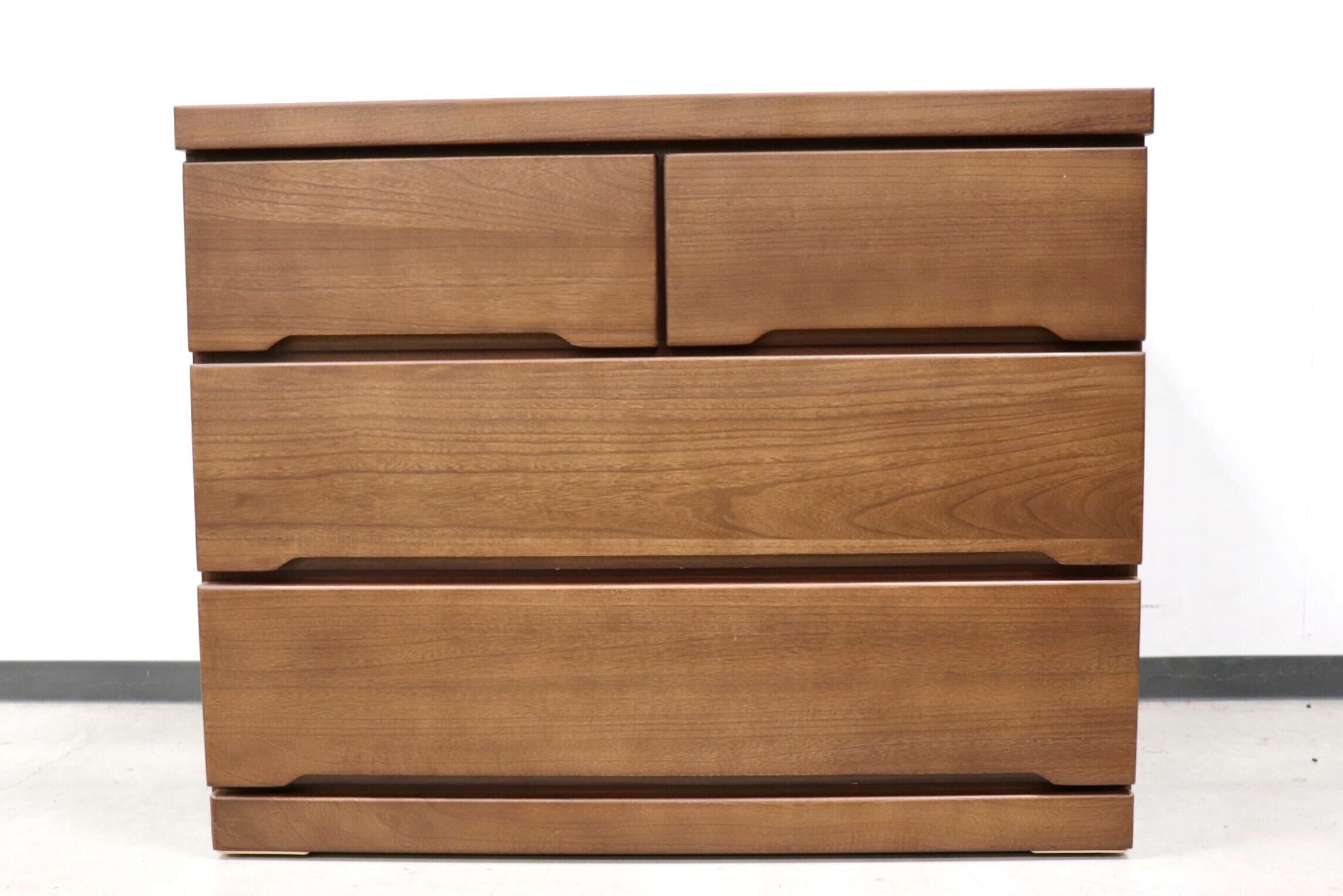 GMGN81C○SANYU furniture / 三友ファニチャー みずき 3段チェスト ローチェスト 洋服タンス キャスター付き ウォールナット色 定価5.2万