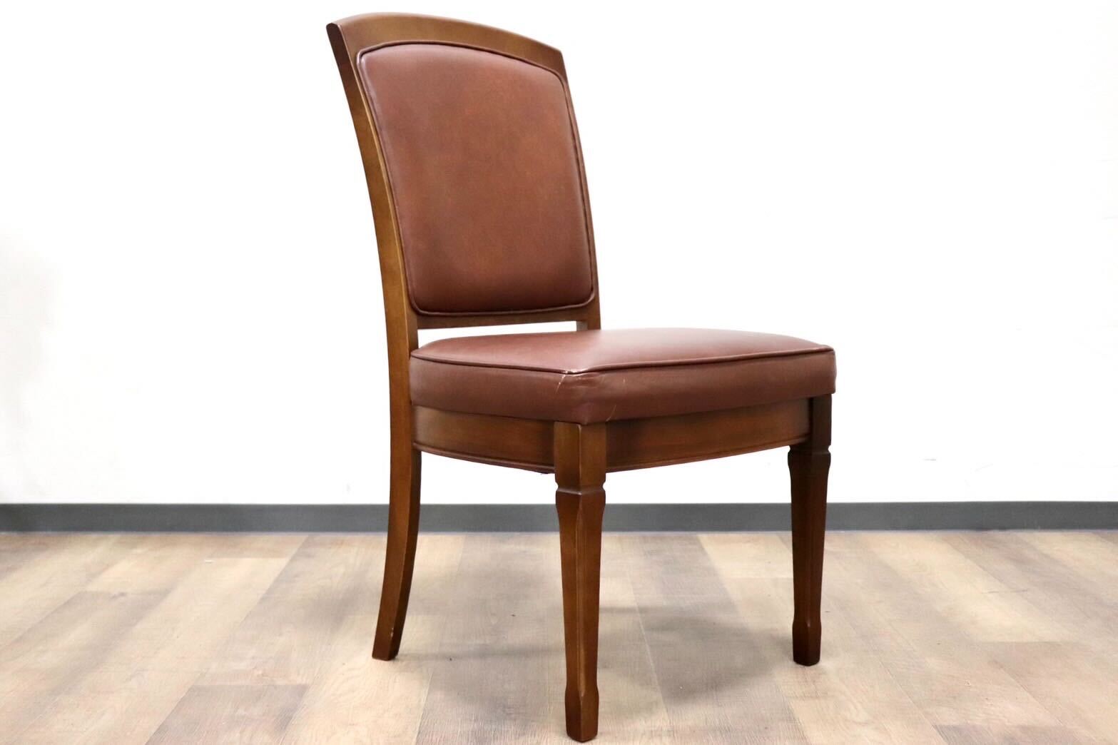 GMGH506A○maruni / マルニ 地中海 レティーロ ダイニングチェア 食卓椅子 ビーチ材 本革 ブラウン ヨーロピアン クラシック 定価約7万