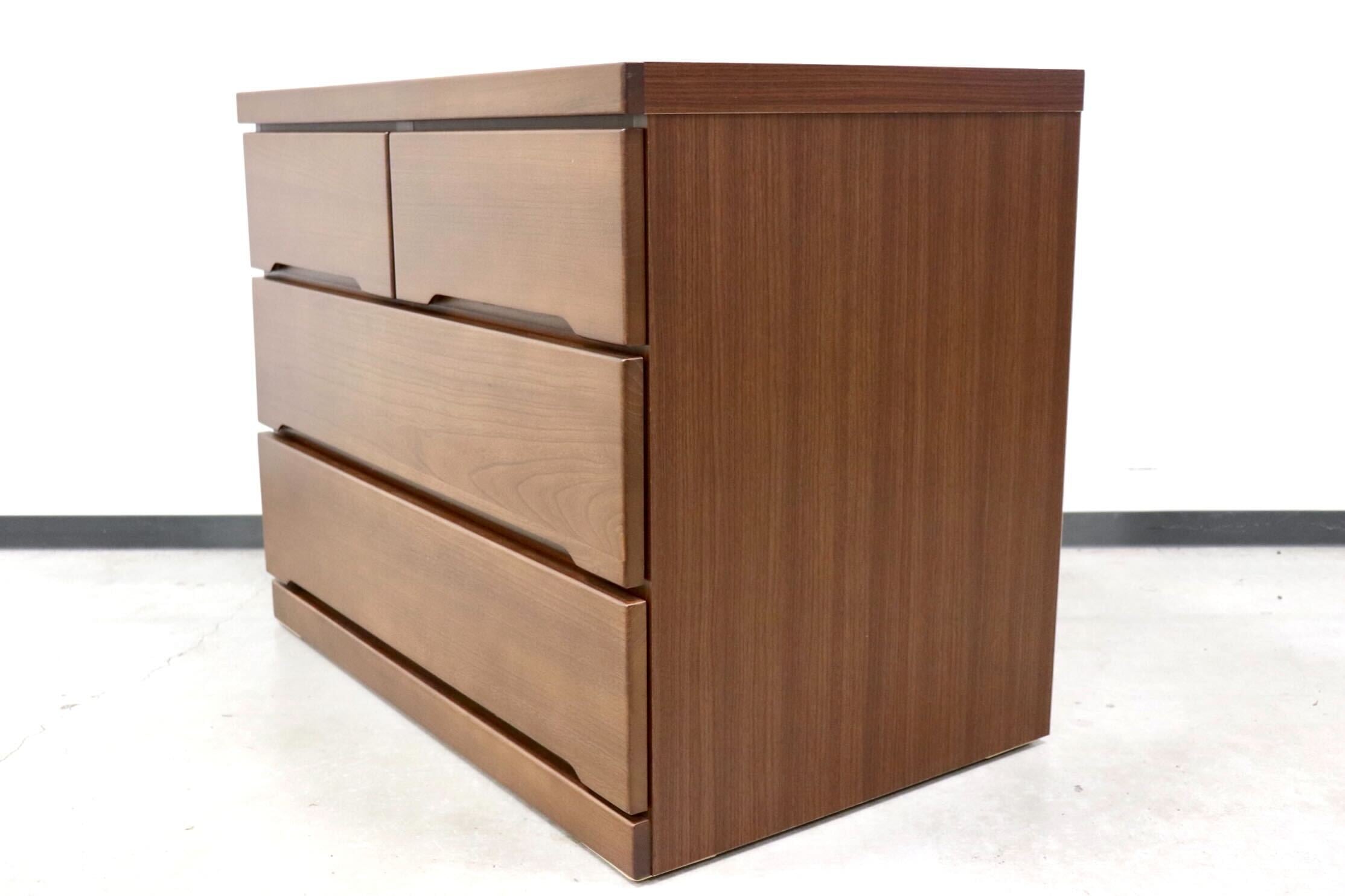 GMGN81C○SANYU furniture / 三友ファニチャー みずき 3段チェスト ローチェスト 洋服タンス キャスター付き ウォールナット色 定価5.2万