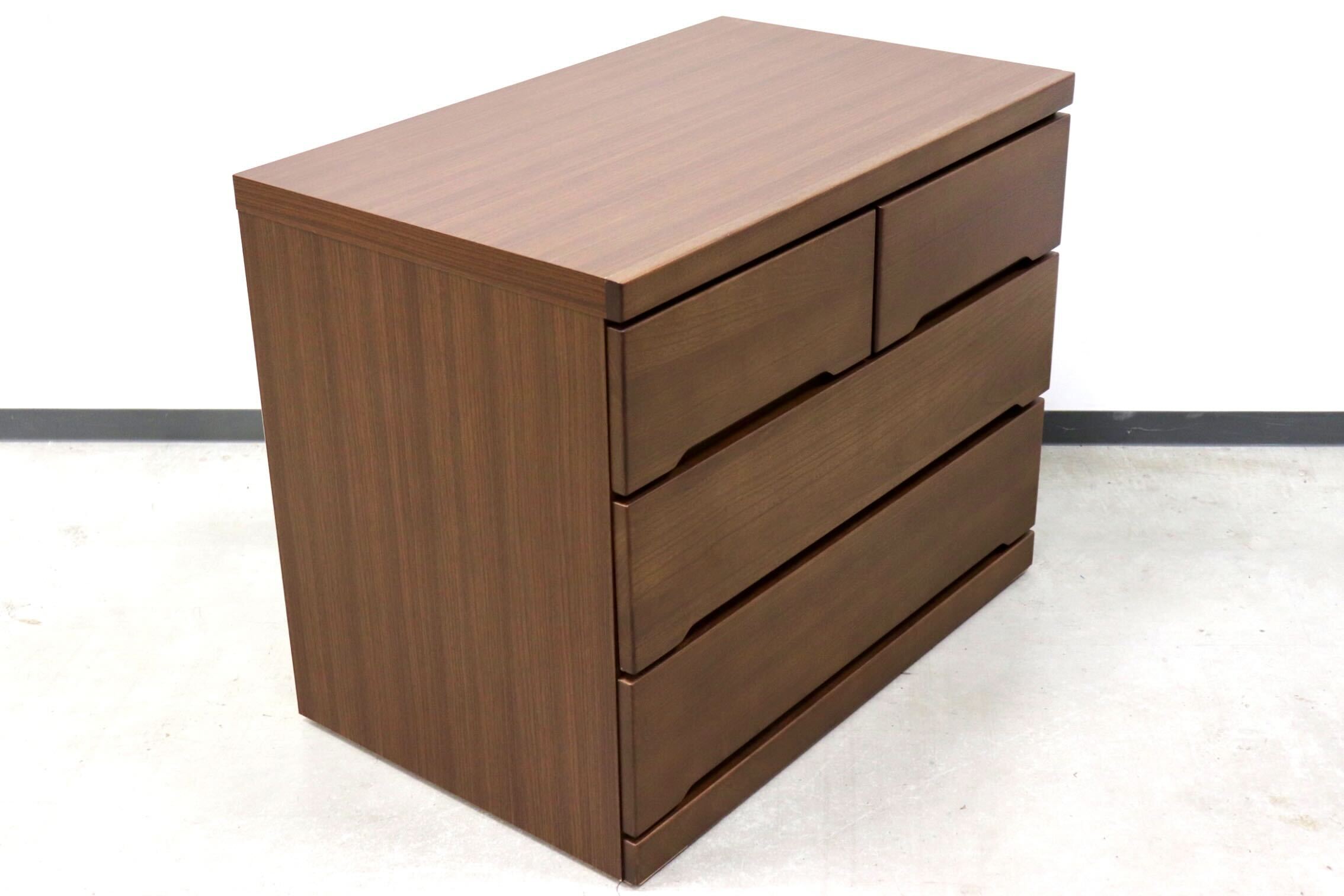 GMGN81C○SANYU furniture / 三友ファニチャー みずき 3段チェスト ローチェスト 洋服タンス キャスター付き ウォールナット色 定価5.2万