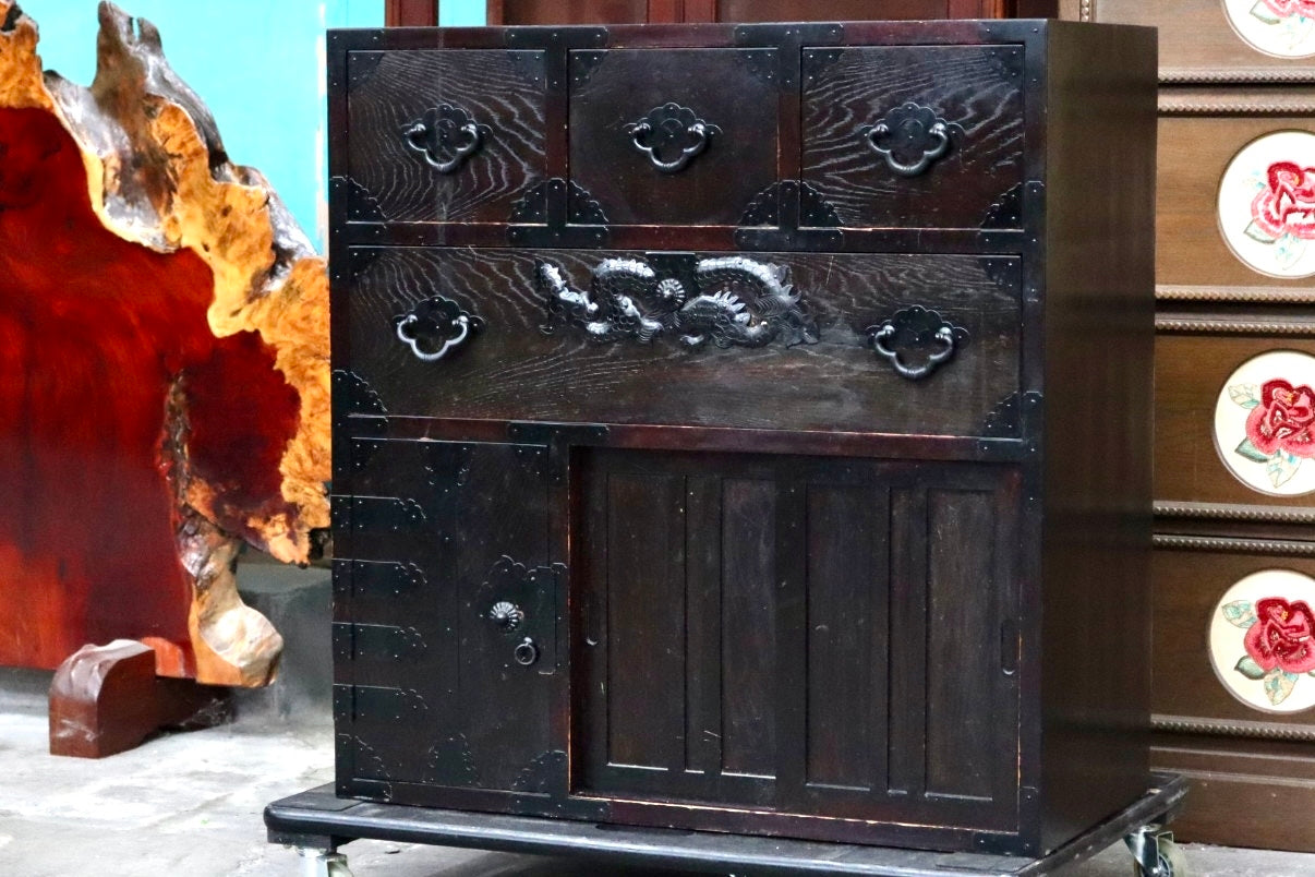 GMJS110A○階段箪笥 両面 時代箪笥 チェスト 整理箪笥 タンス 引き出し 和家具 和モダン 和室 座敷 古民家 レトロ ヴィンテージ
