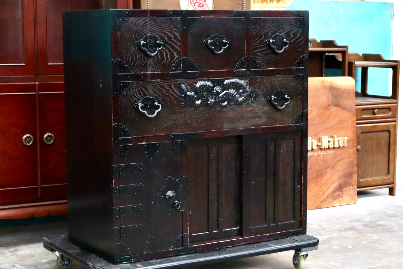 GMJS110A○階段箪笥 両面 時代箪笥 チェスト 整理箪笥 タンス 引き出し 和家具 和モダン 和室 座敷 古民家 レトロ ヴィンテージ