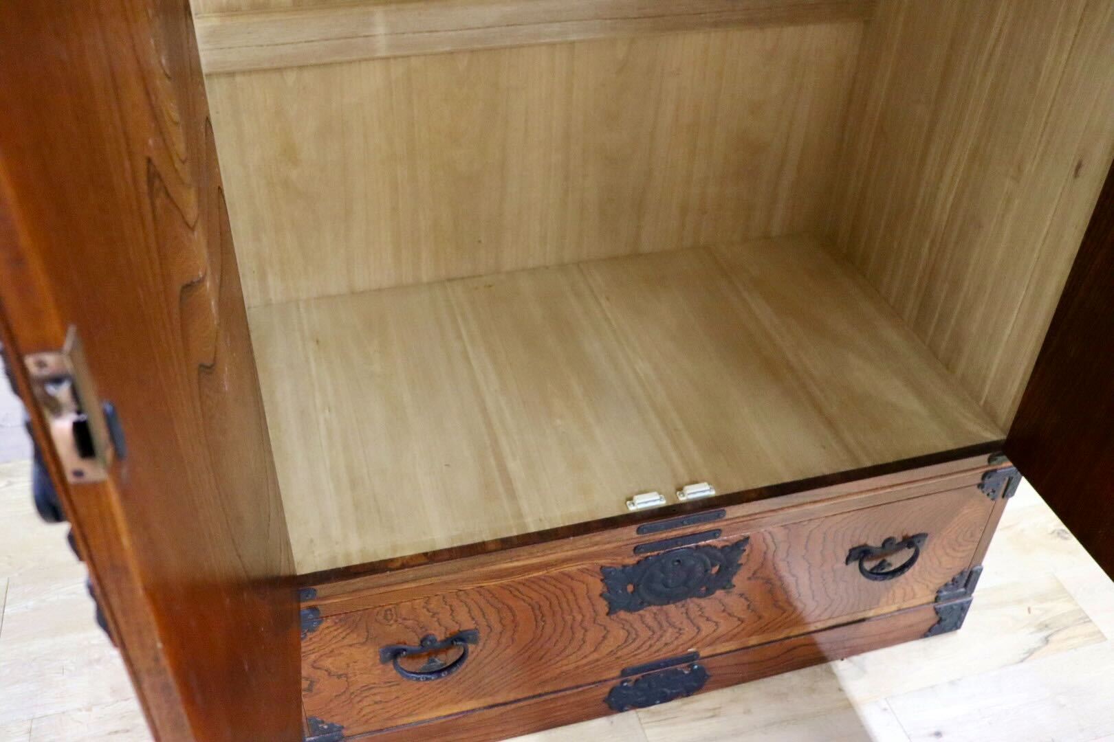 GMHH238○岩谷堂箪笥 洋服箪笥 ワードローブ 伝統工芸 欅 和家具 古民家 和モダン 民藝家具 収納家具 レトロ アンティーク