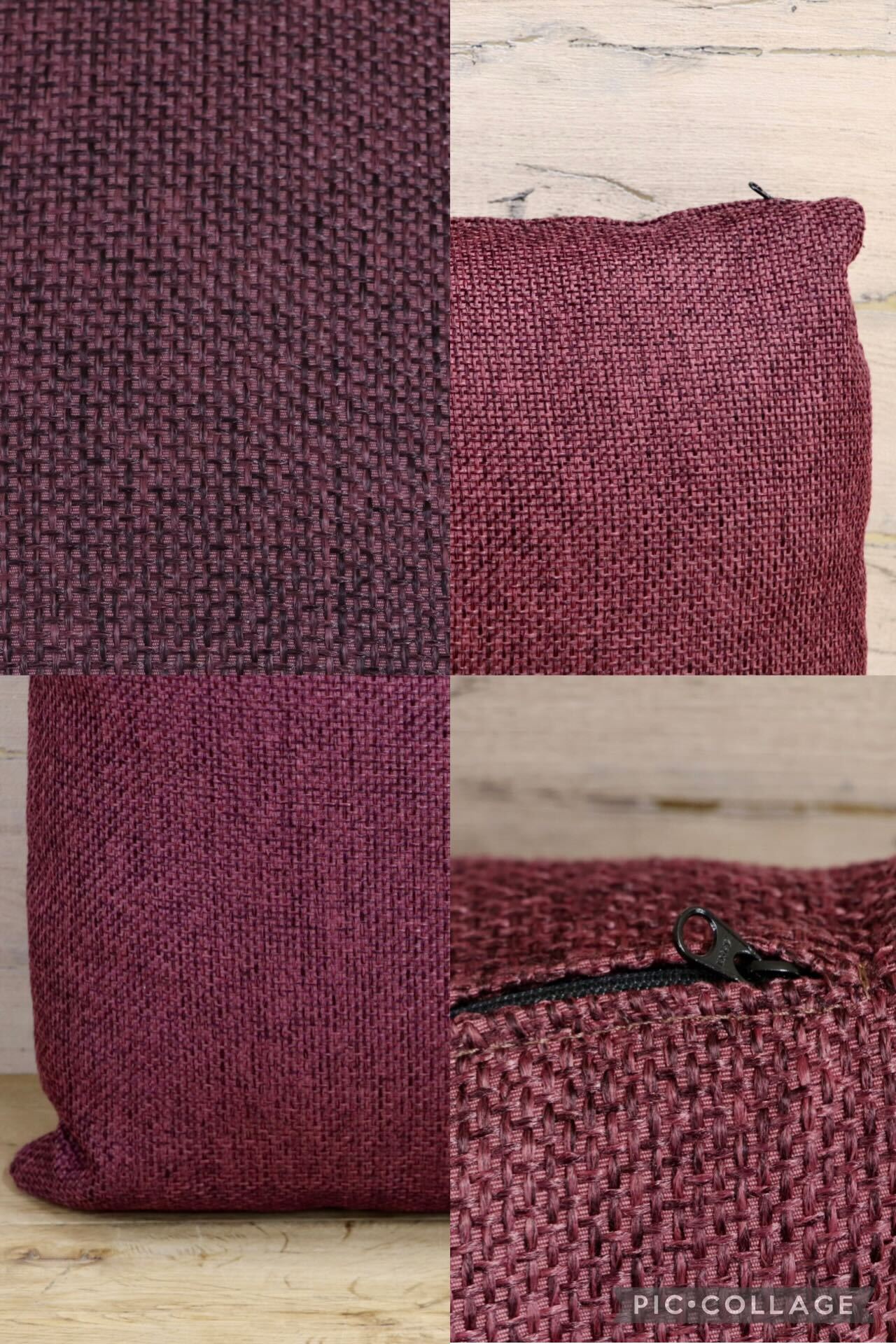 GMIK114○Ritzwell / リッツウェル クッション ファブリック ボルドー ワインレッド 北欧スタイル フェザークッション モデルルーム展示品