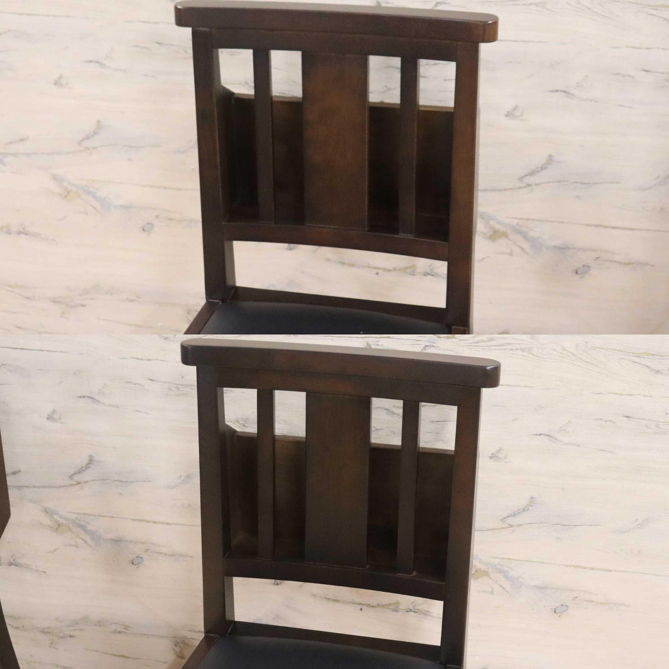GMGN342X○CHERRY FURNITURE / 桜屋工業 ダイニングチェア チャーチチェア マガジンラック 合皮 ダークブラウン 2脚セット モダン 未使用品