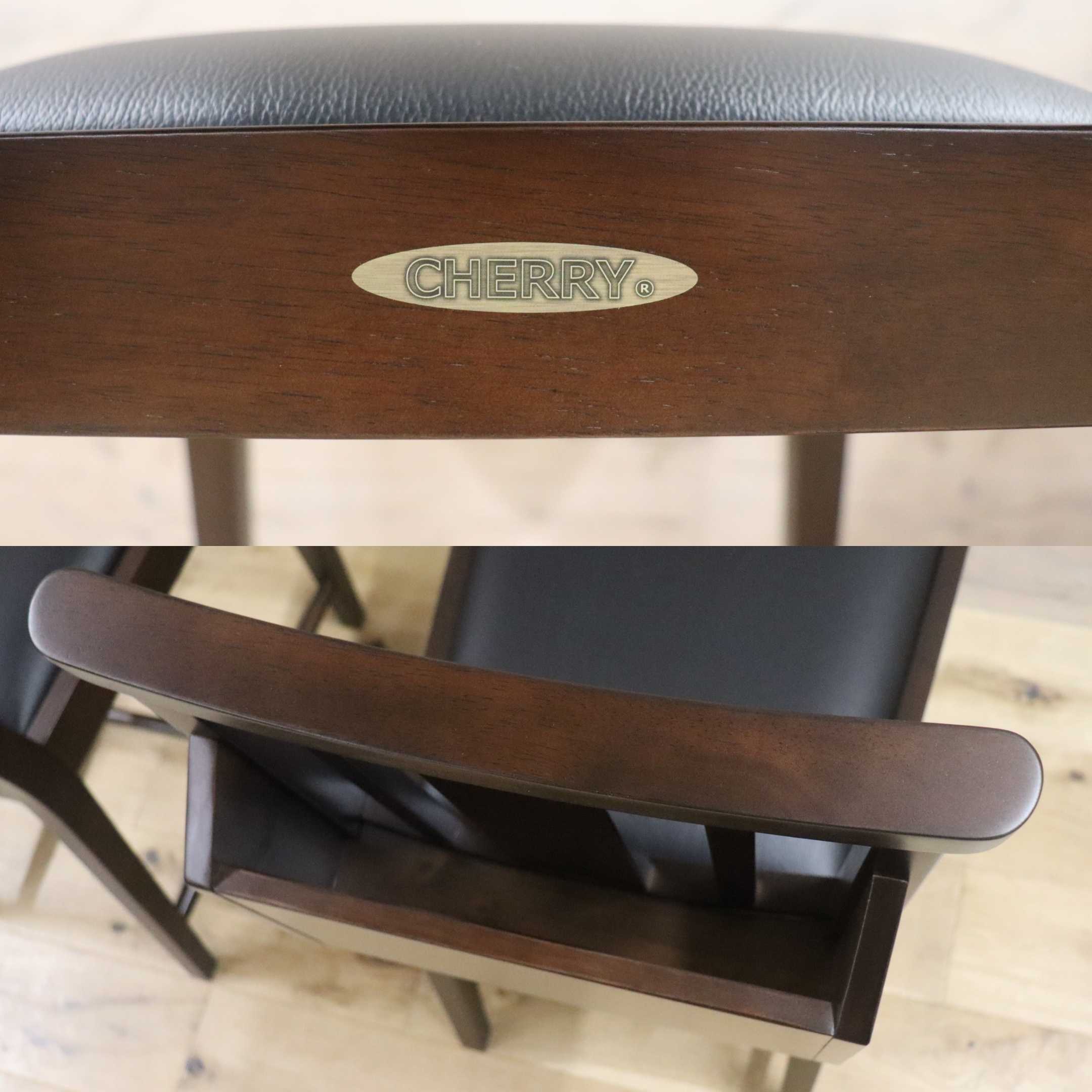 GMGN342X○CHERRY FURNITURE / 桜屋工業 ダイニングチェア チャーチチェア マガジンラック 合皮 ダークブラウン 2脚セット モダン 未使用品