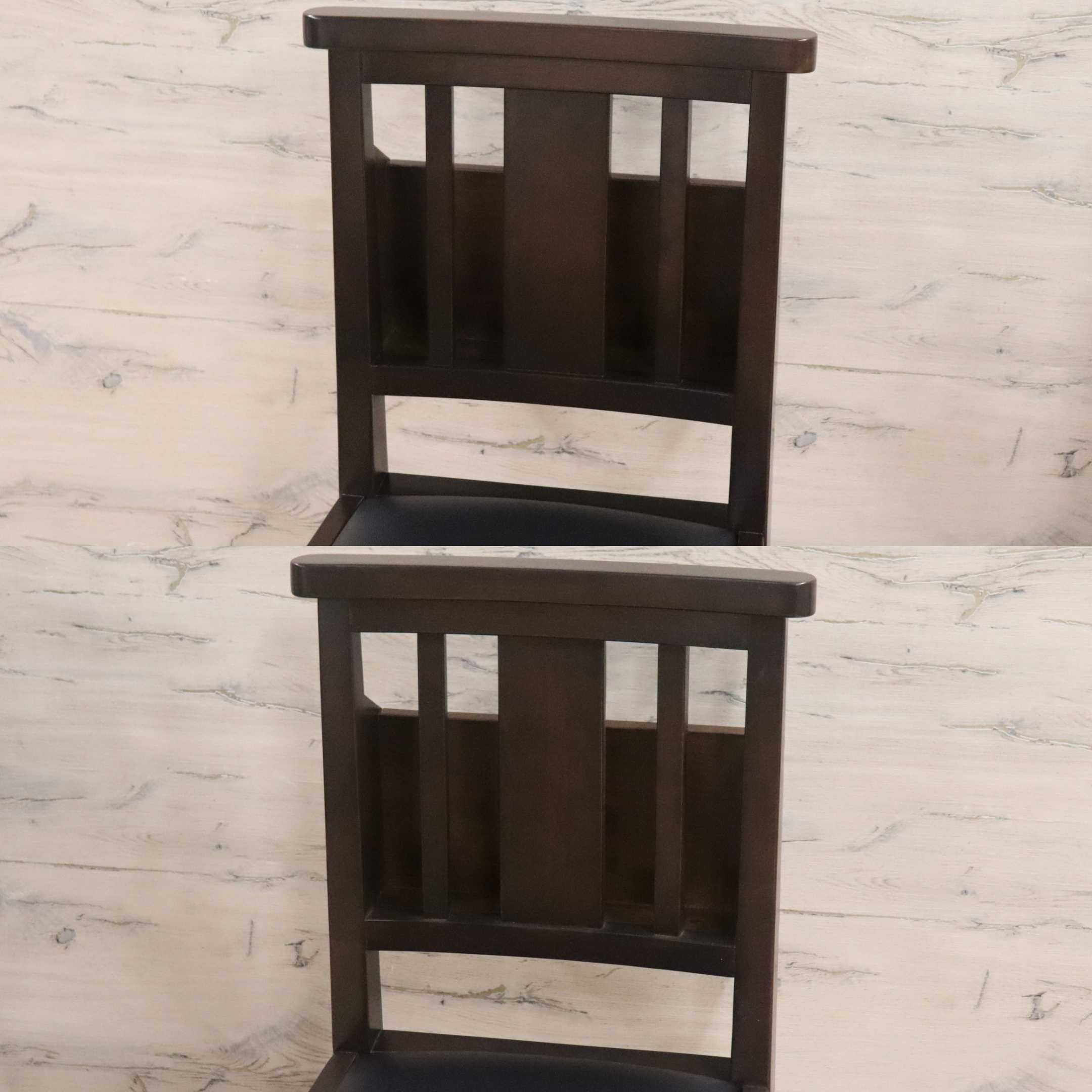 GMGN342Y○CHERRY FURNITURE / 桜屋工業 ダイニングチェア チャーチチェア マガジンラック 合皮 ダークブラウン 2脚セット モダン 未使用品