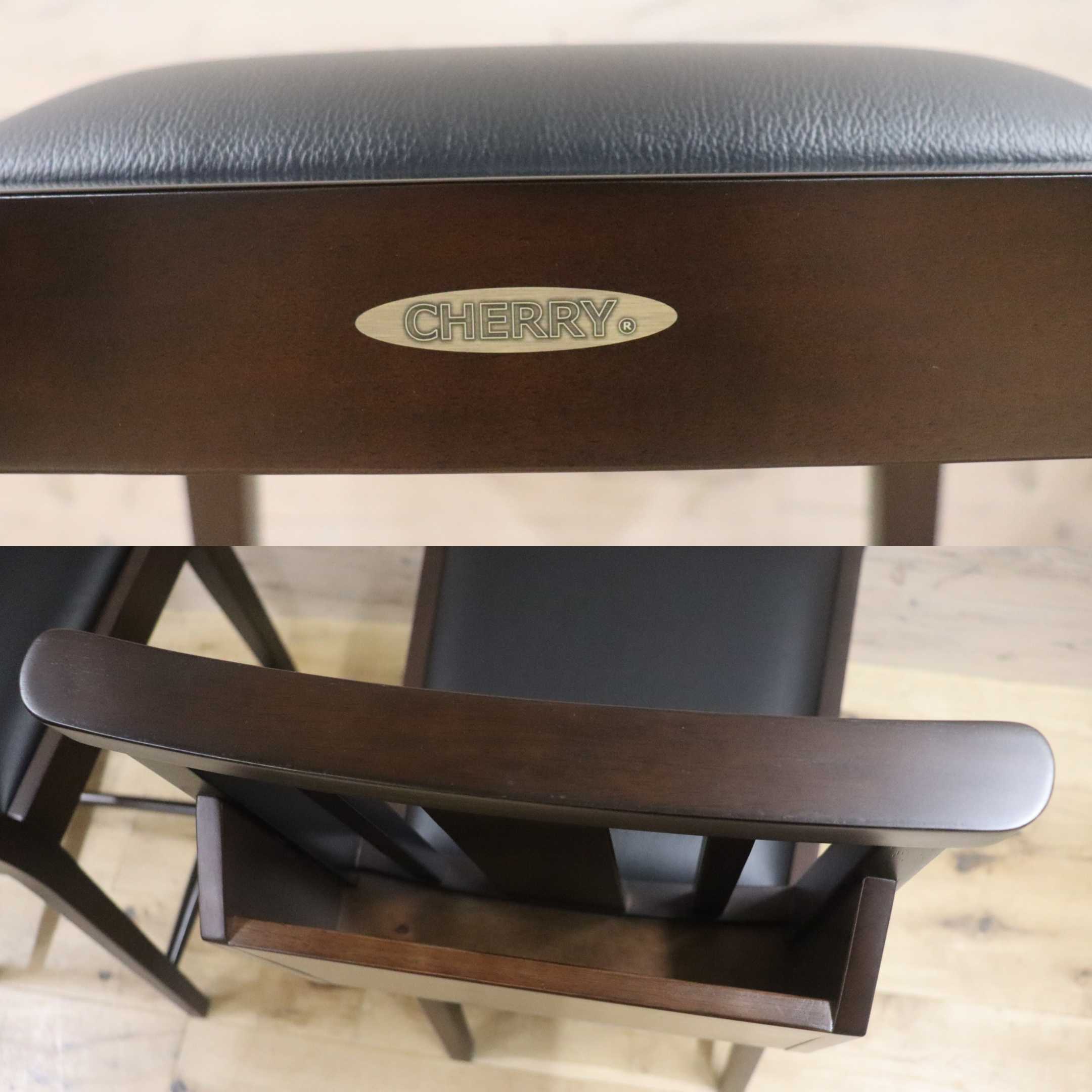 GMGN342Y○CHERRY FURNITURE / 桜屋工業 ダイニングチェア チャーチチェア マガジンラック 合皮 ダークブラウン 2脚セット モダン 未使用品