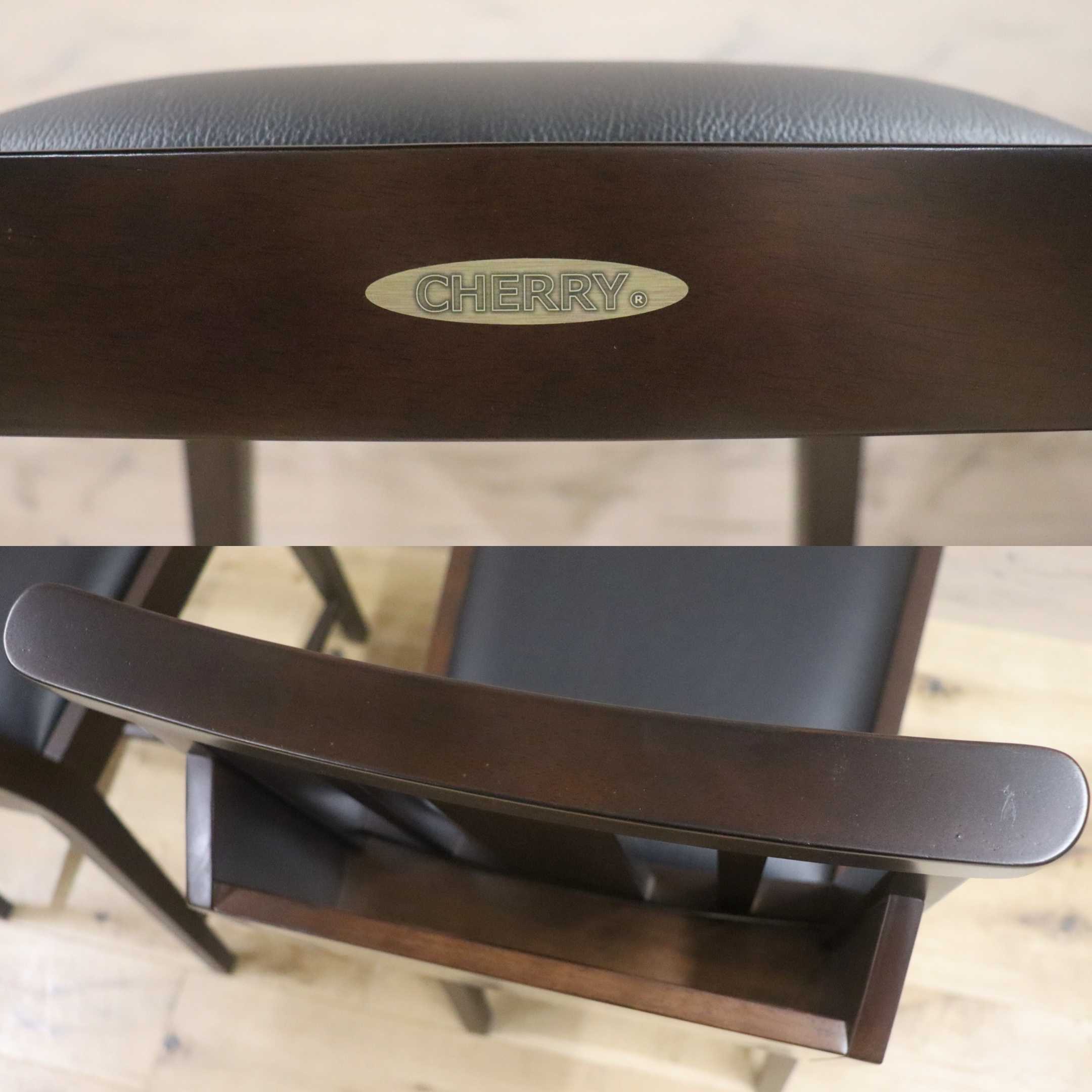 GMGN342Z○CHERRY FURNITURE / 桜屋工業 ダイニングチェア チャーチチェア マガジンラック 合皮 ダークブラウン 2脚セット モダン 未使用品