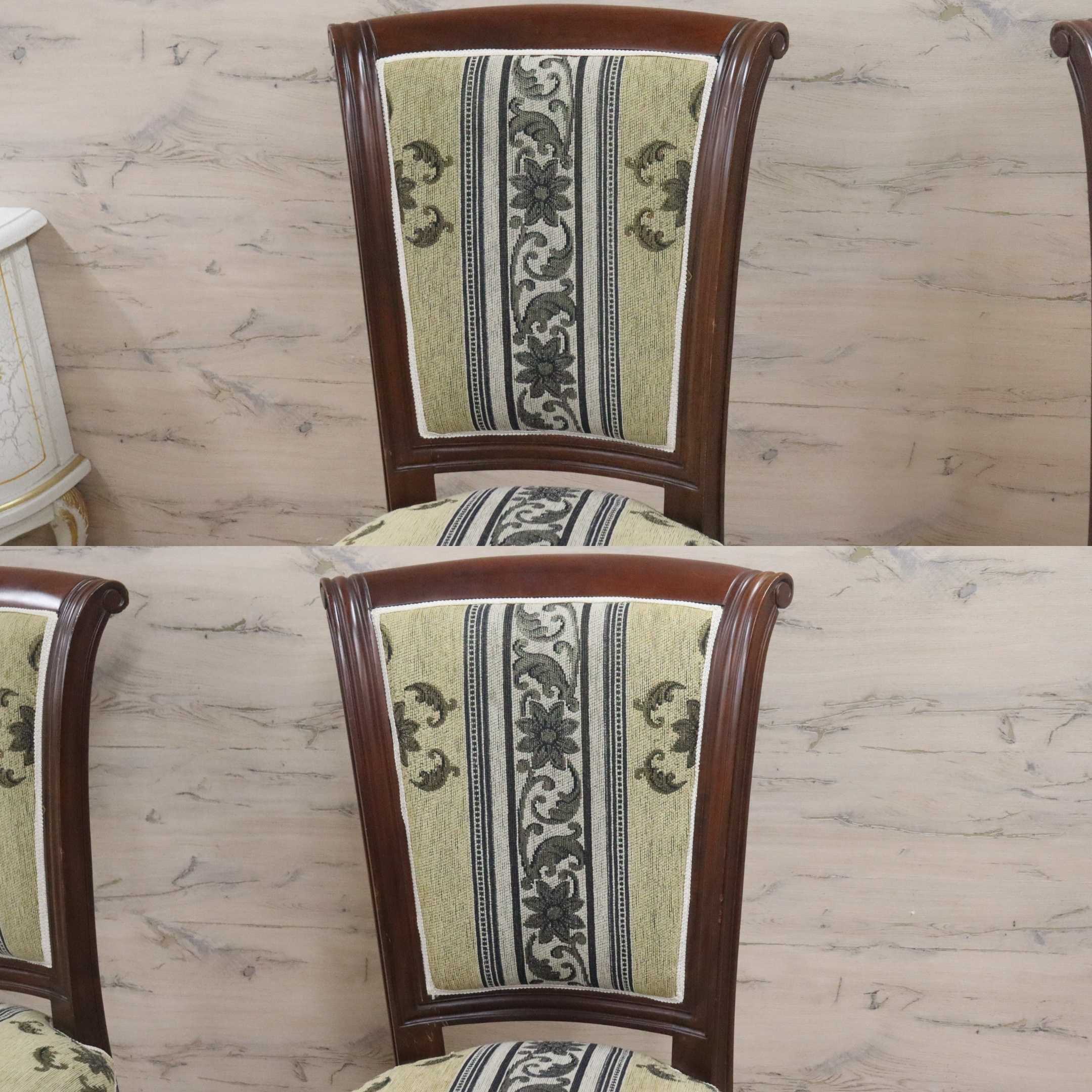 GMGN488A○イタリア製 ダイニングチェア アームレスチェア 椅子 マホガニー材 ファブリック 花柄 クラシック 西洋 ヨーロピアン 2脚セット