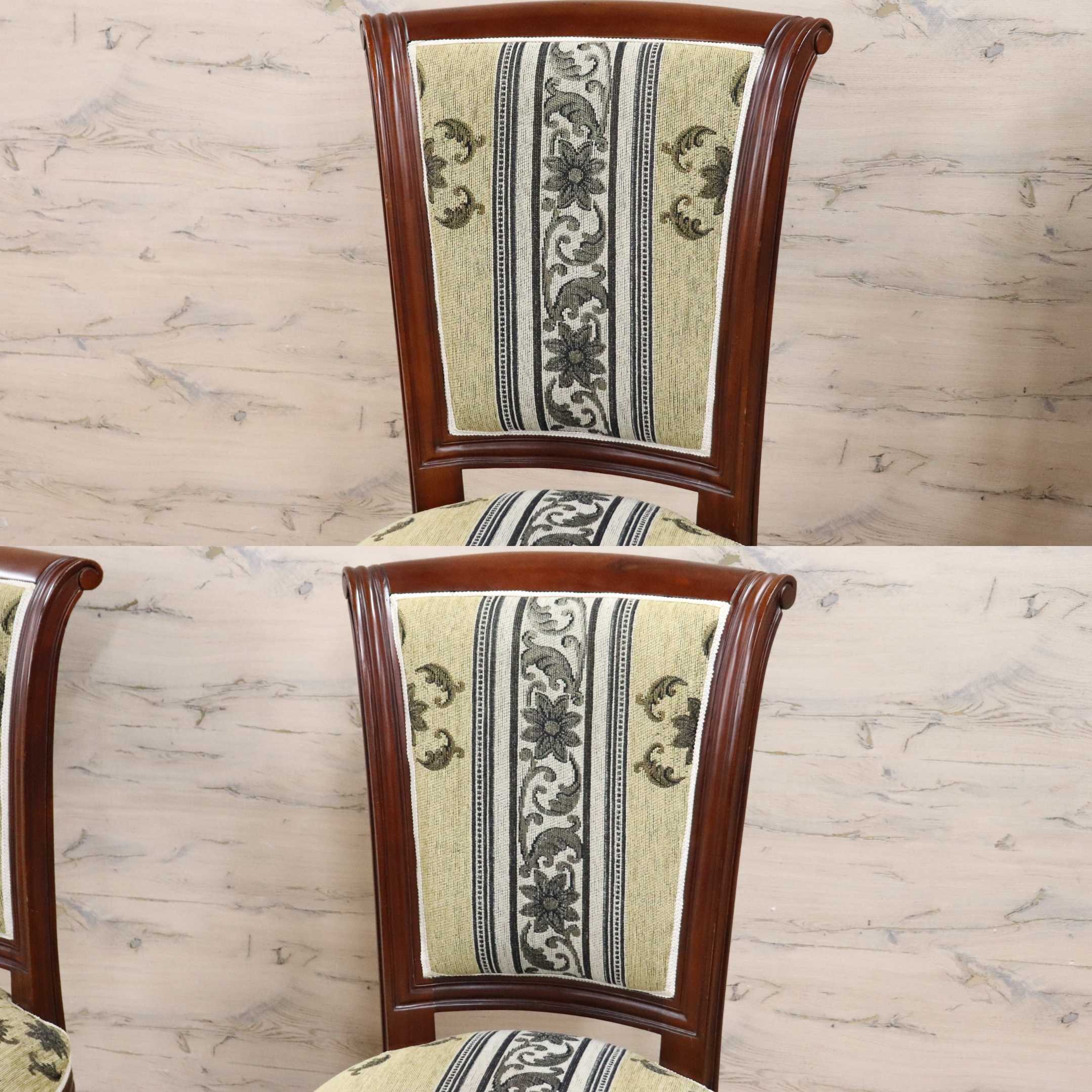 GMGN488V○イタリア製 ダイニングチェア アームレスチェア 椅子 マホガニー材 ファブリック 花柄 クラシック 西洋 ヨーロピアン 2脚セット