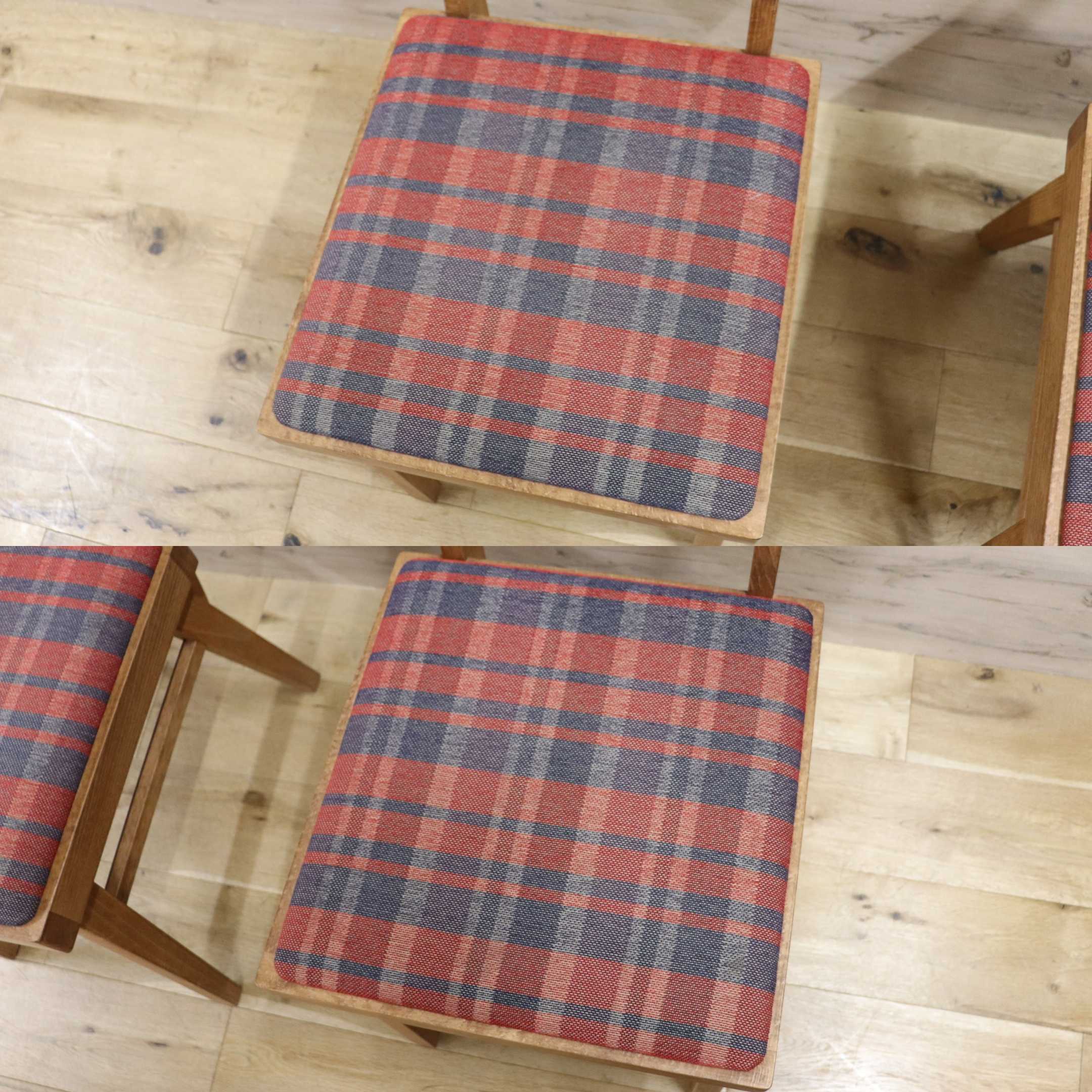 GMGH426B○Calore / カロレ 出雲 ダイニングチェア 椅子 2脚セット ファブリック マドラスチェック 美品