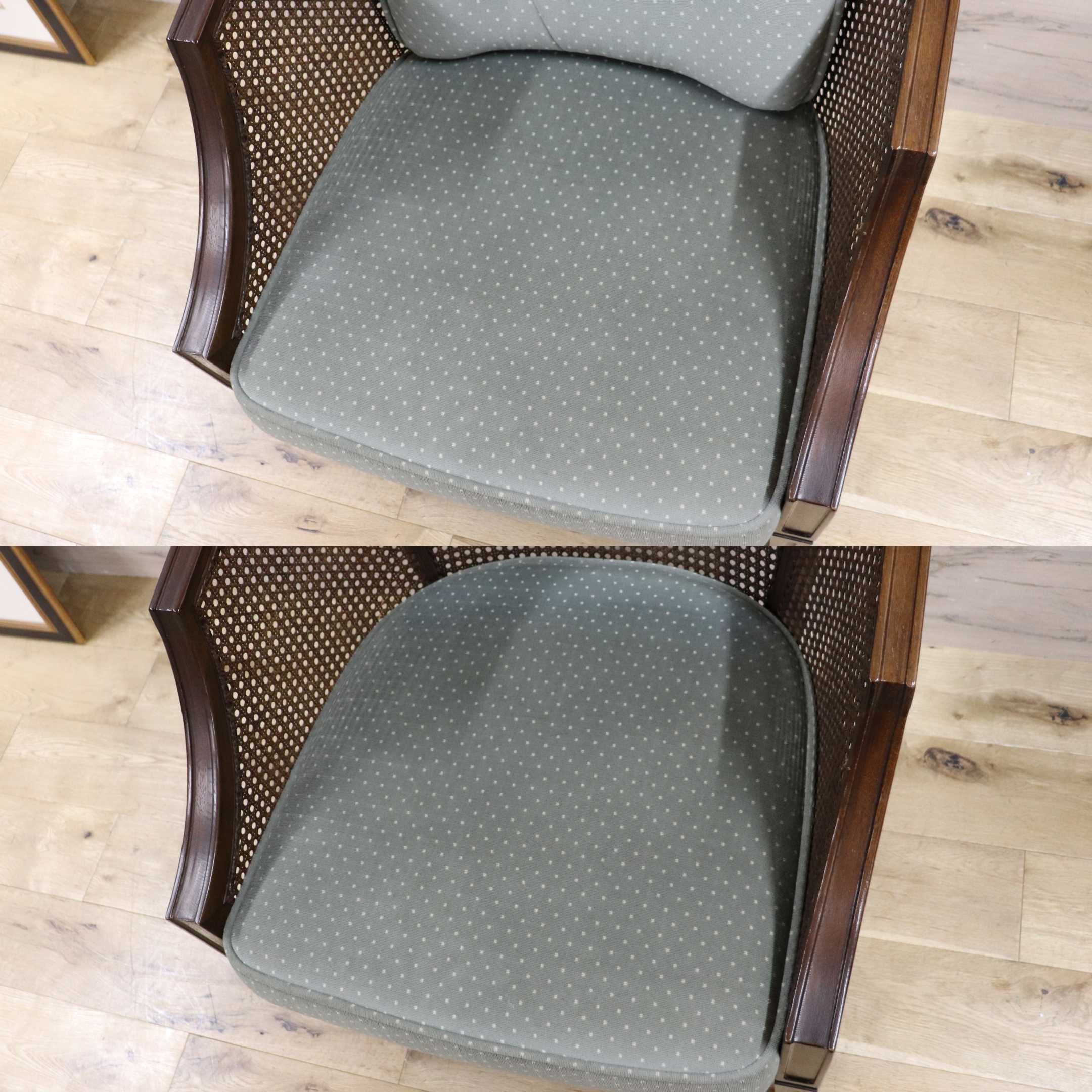 GMGK488B○domani / ドマーニ QUEENS LIFE カリモク シングルソファ 一人掛けソファ ラタン ベロア ドット柄 約17万