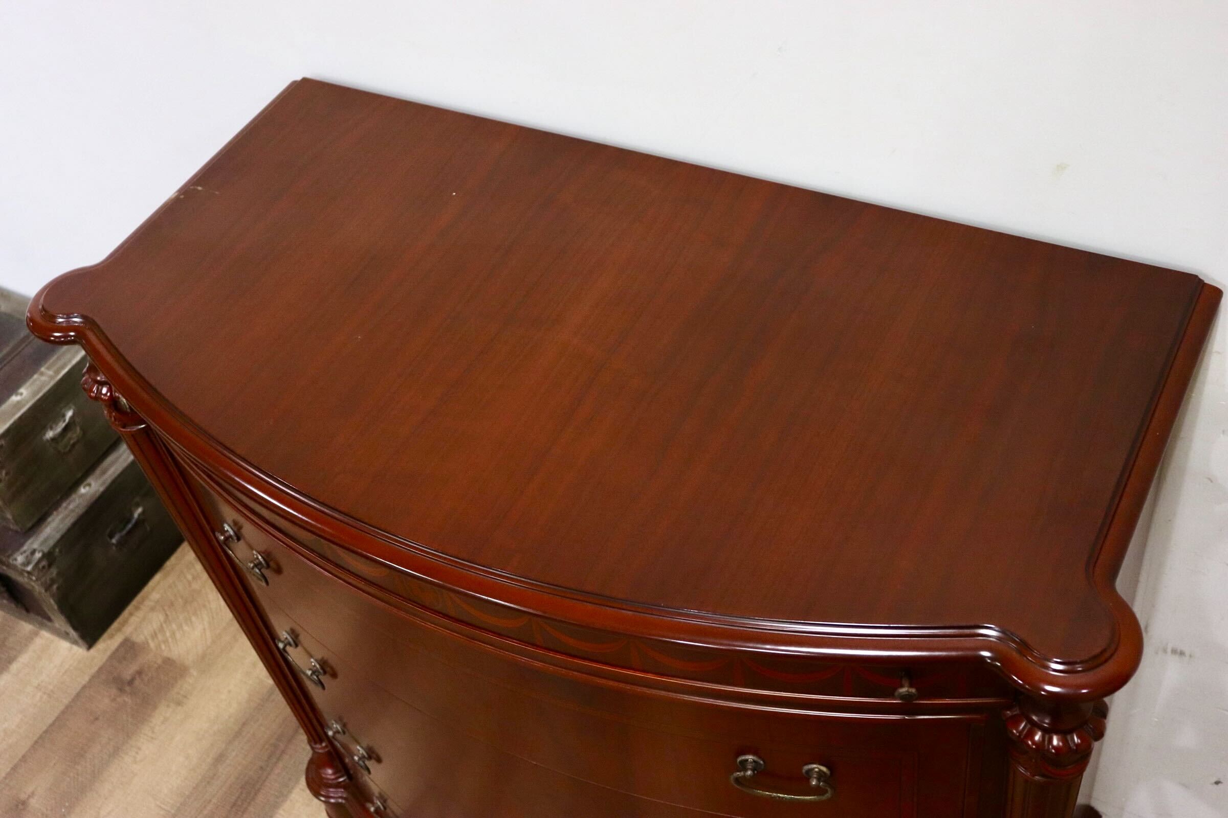 GMIS3○西洋 アンティーク イタリア 象嵌細工 5段チェスト 整理箪笥 洋服タンス 収納家具 彫刻 ヨーロピアン クラシック ヴィンテージ