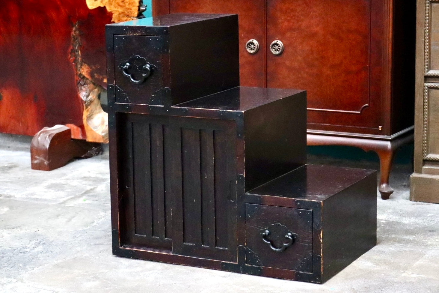 GMJS110B○階段箪笥 両面 時代箪笥 チェスト 整理箪笥 タンス 引き出し 和家具 和モダン 和室 座敷 古民家 レトロ ヴィンテージ
