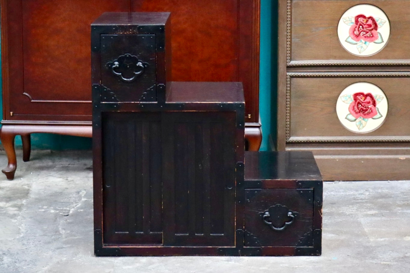 GMJS110B○階段箪笥 両面 時代箪笥 チェスト 整理箪笥 タンス 引き出し 和家具 和モダン 和室 座敷 古民家 レトロ ヴィンテージ