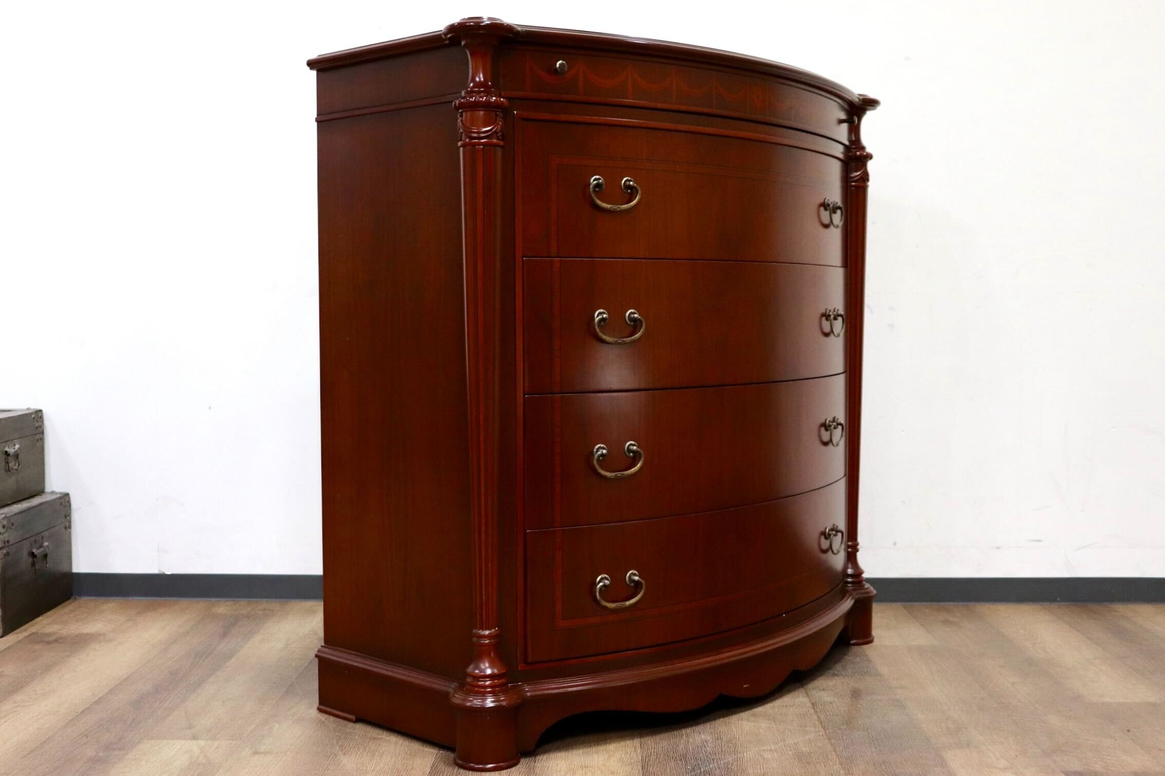 GMIS3○西洋 アンティーク イタリア 象嵌細工 5段チェスト 整理箪笥 洋服タンス 収納家具 彫刻 ヨーロピアン クラシック ヴィンテージ