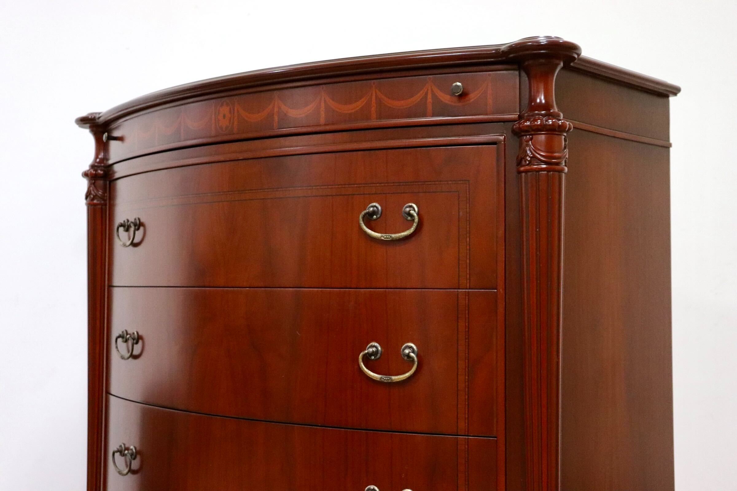 GMIS3○西洋 アンティーク イタリア 象嵌細工 5段チェスト 整理箪笥 洋服タンス 収納家具 彫刻 ヨーロピアン クラシック ヴィンテージ