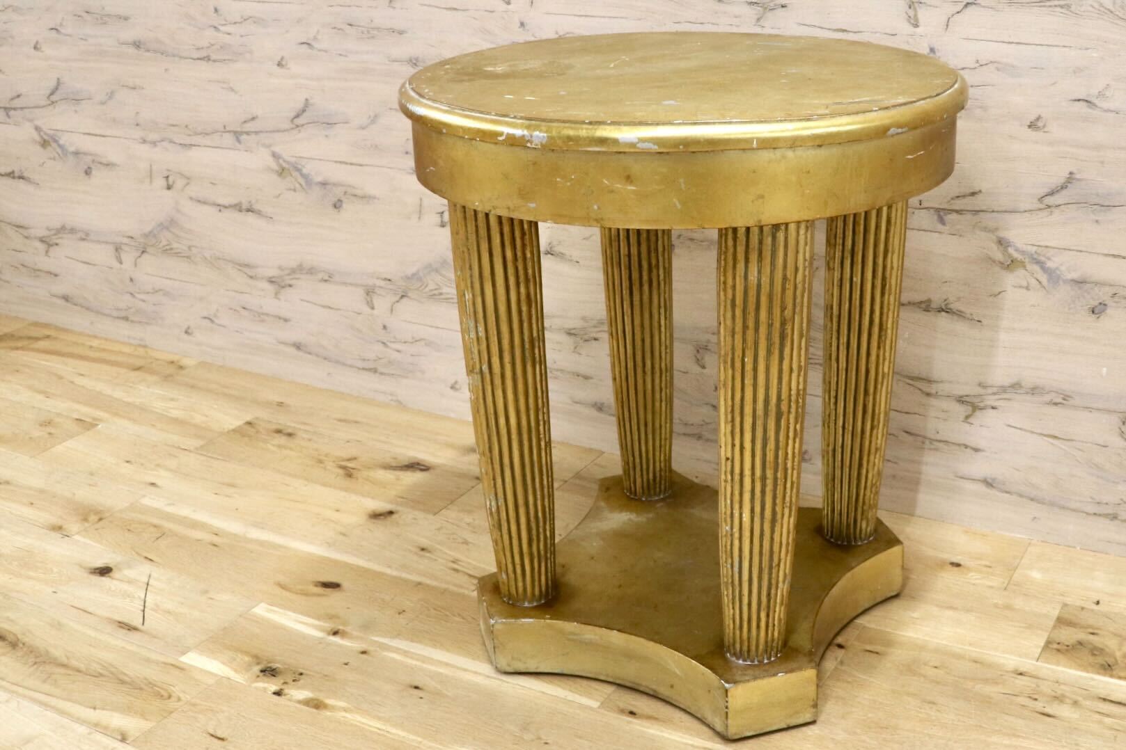 GMHH465○サイドテーブル 花台 飾り台 アンティーク ロココ調 ゴールド エレガント クラシック 店舗什器